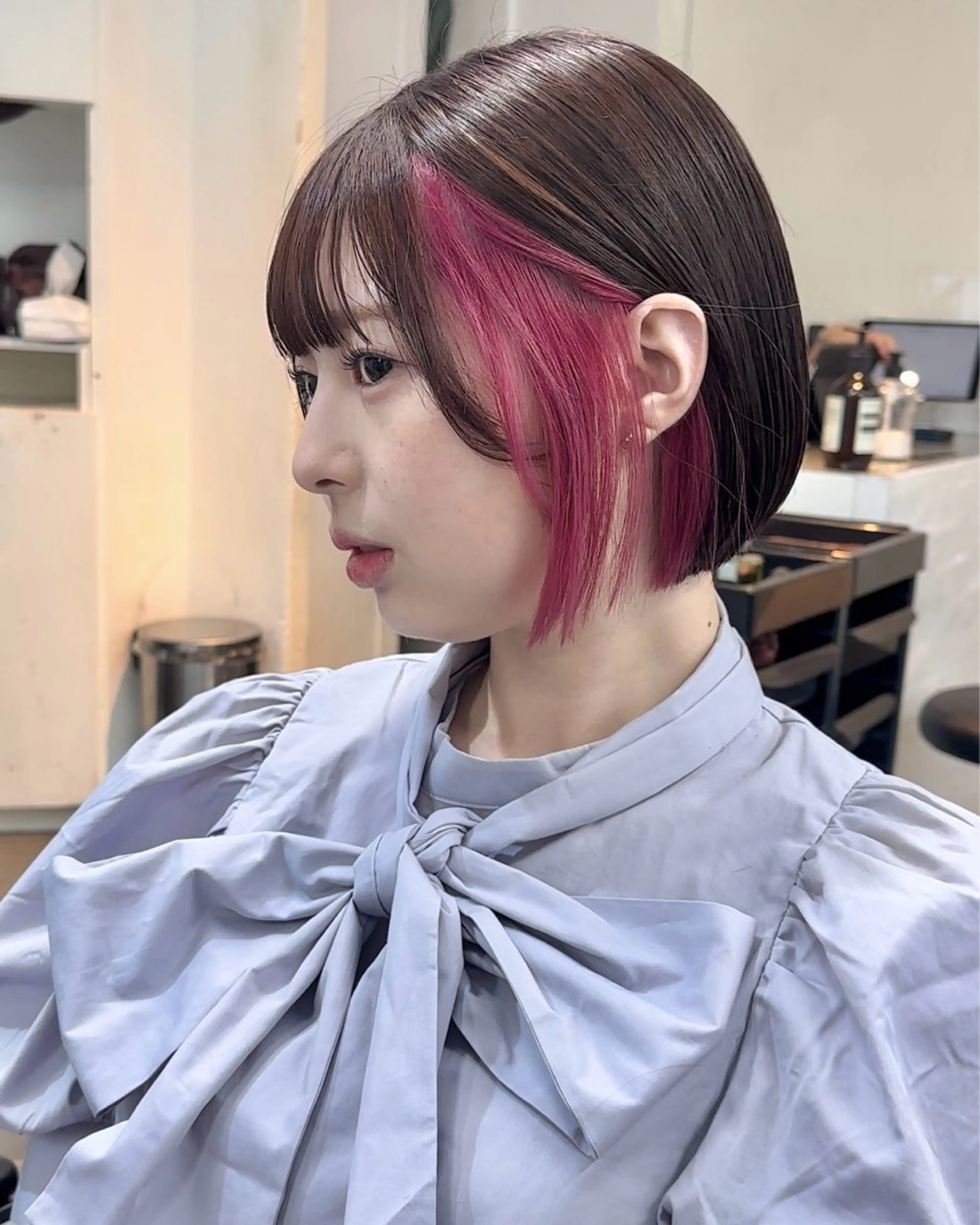 ミディアム カラー インナーカラー ピンクカラー ボブ カット ヘアカラー トリートメント インナーカラー/レイ ヤーカット♡/マキシのヘアスタイル