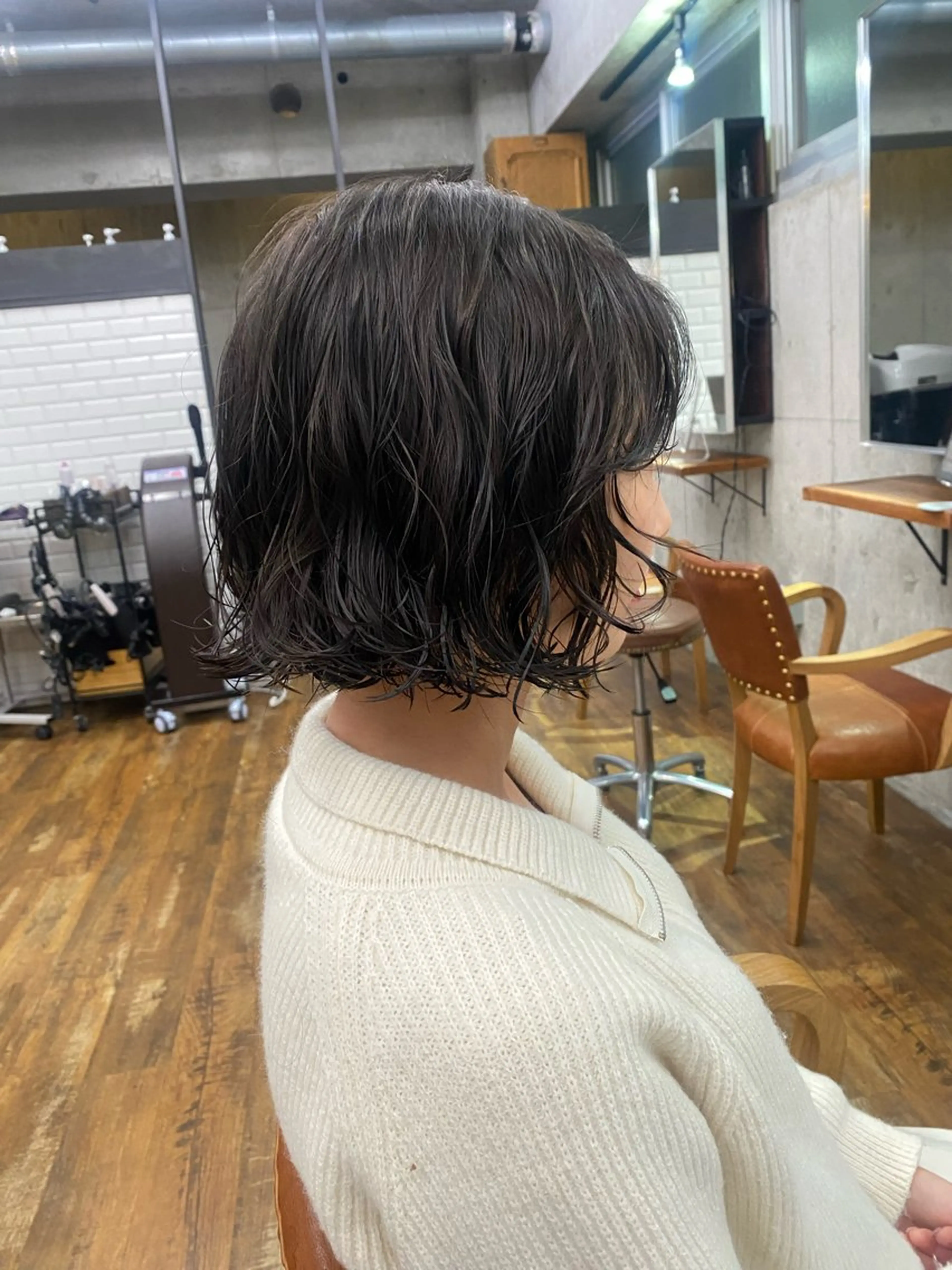 ミディアム カット ヘアカラー パーマ パーマ/ 🌿nanakoのヘアスタイル