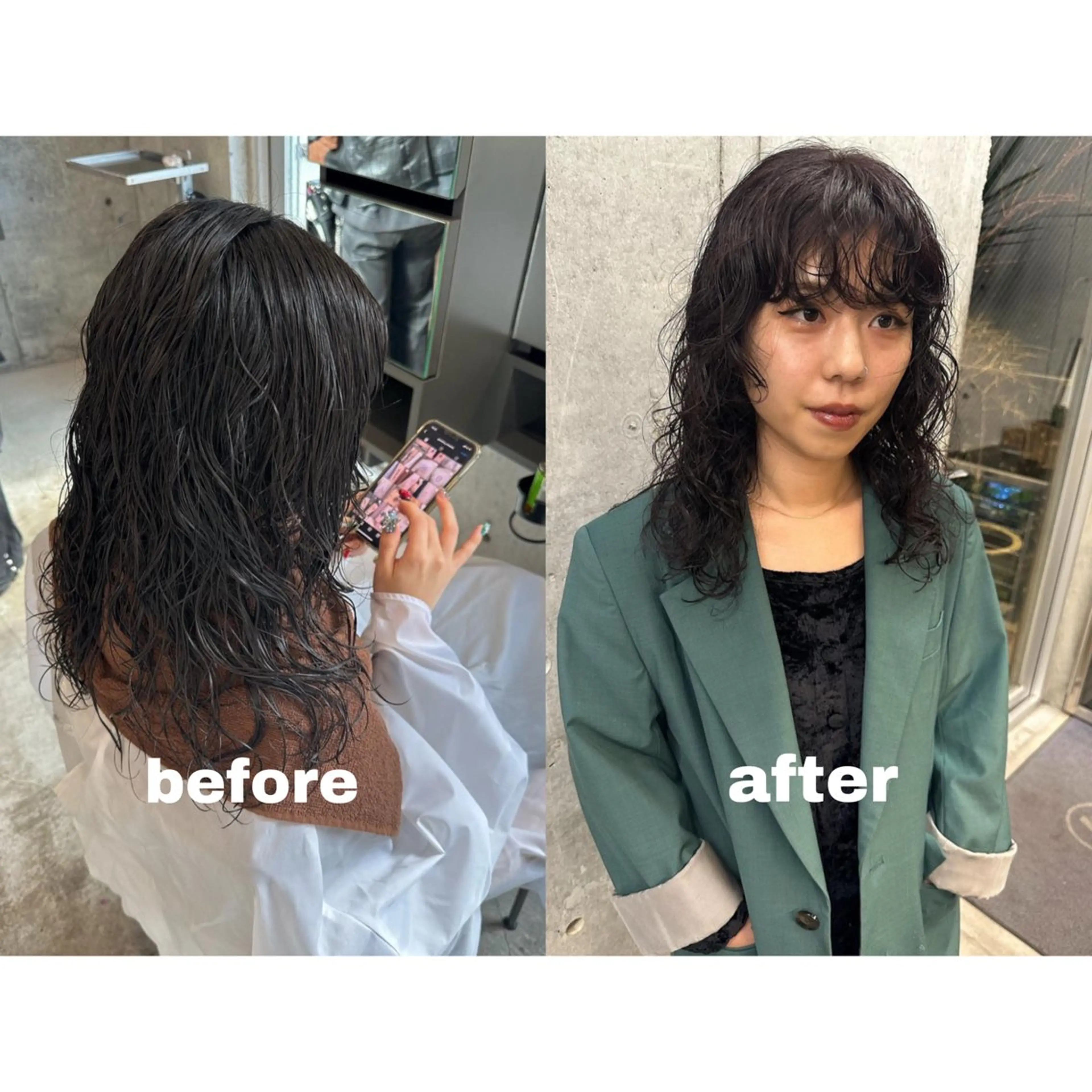 セミロング パーマ カット パーマ お悩み解決パーマ hana🩰のヘアスタイル