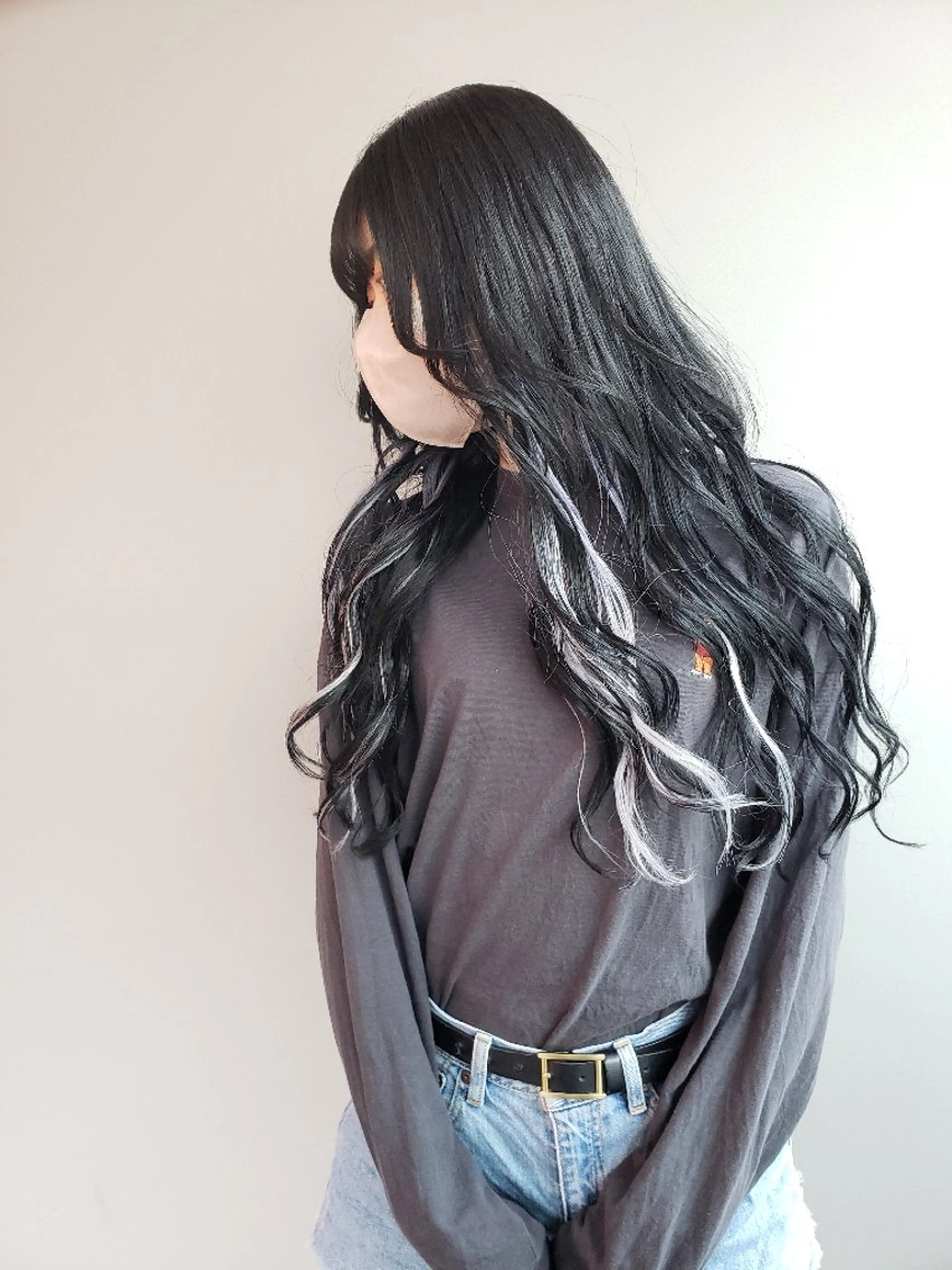 【極上品質シールエクステ44本】《馴染みやすい人用,腰の長さ,エクステカット付き,巻き仕上げ付き,地毛カット+2200》の写真