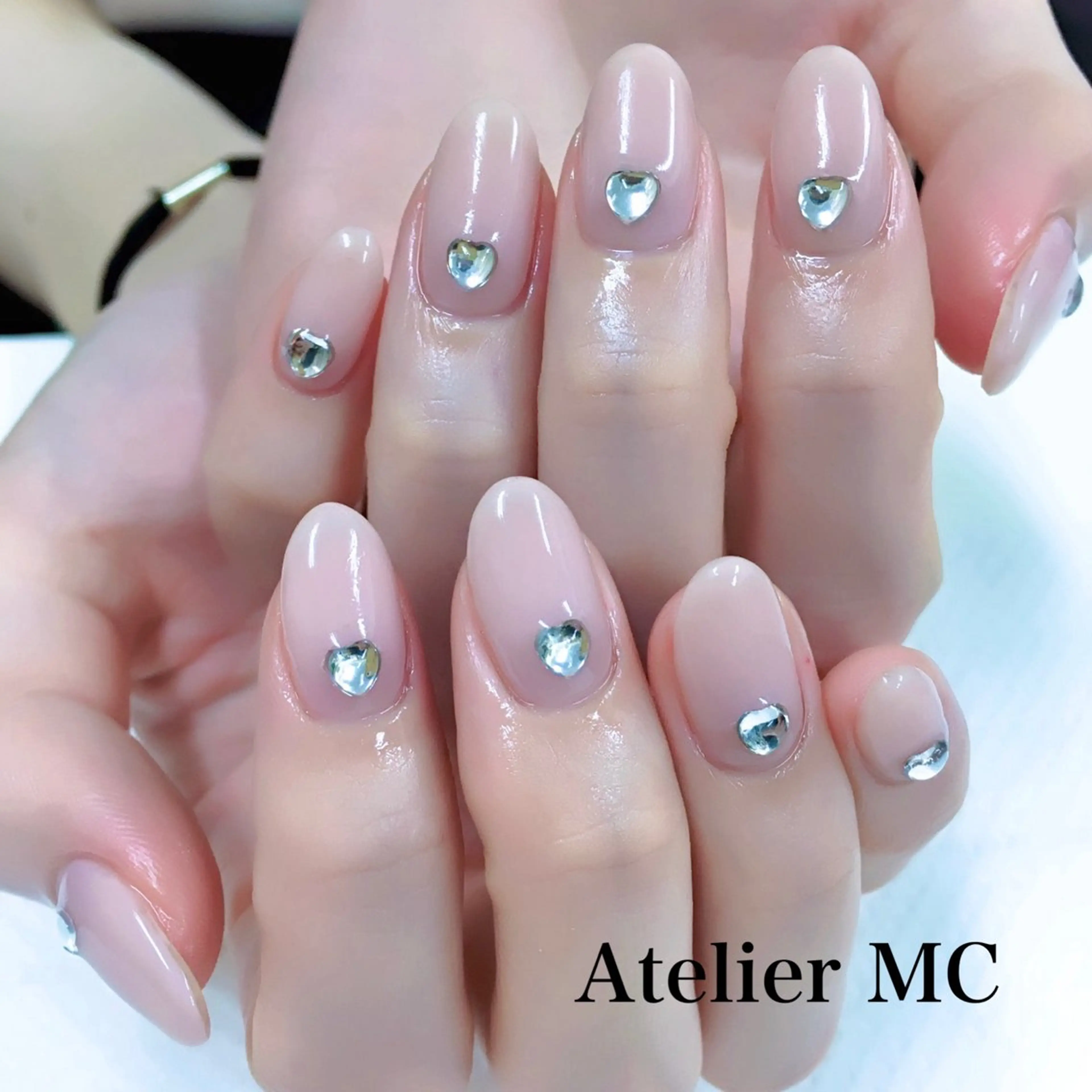 ネイル ハート ストーンネイル ハンドネイル アトリエ エムシー 【新富町・東銀座】のネイルデザイン