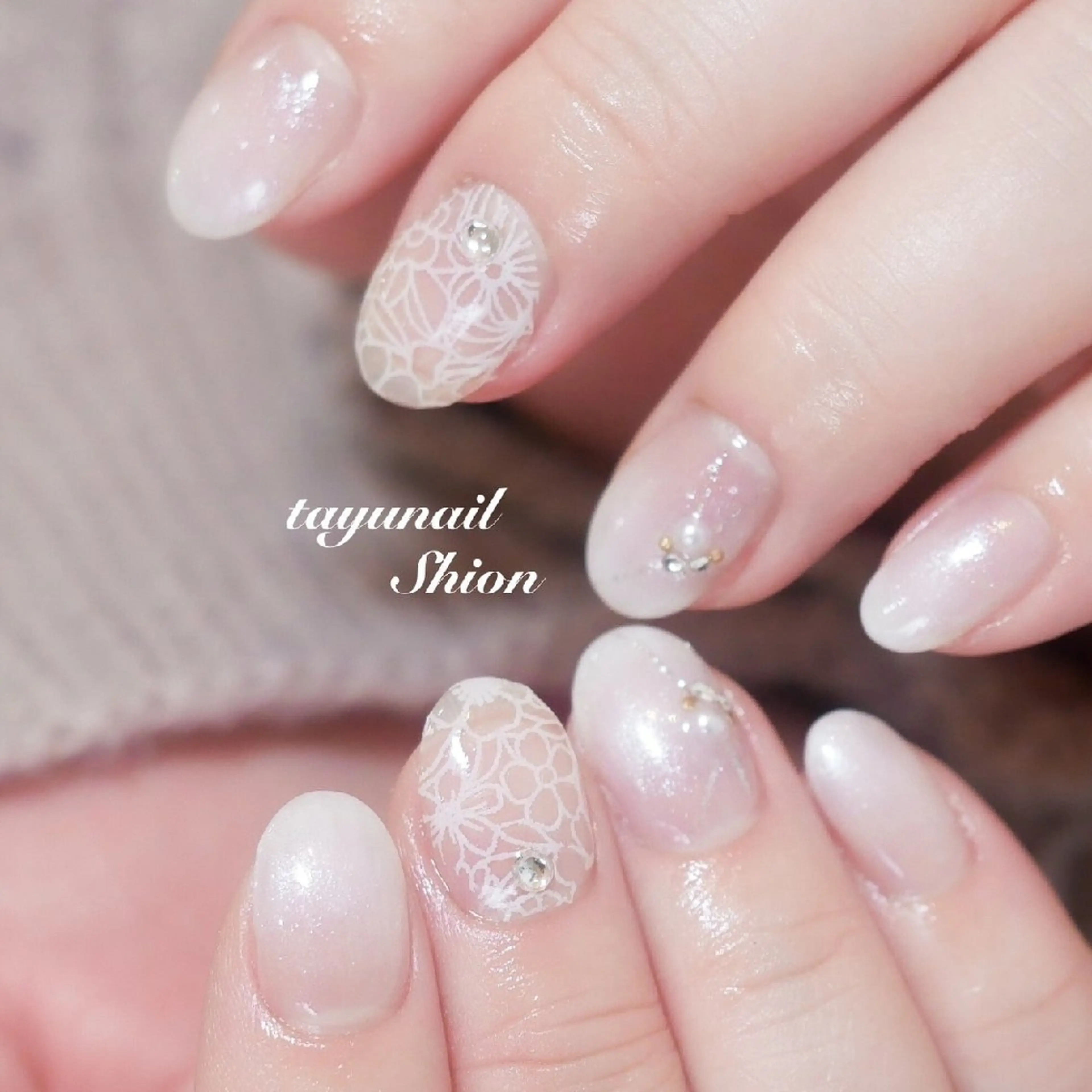 ネイル フラワーネイル ジェルネイル グラデーション レース パラジェル ネイルサロン 【たゆnail】のネイルデザイン