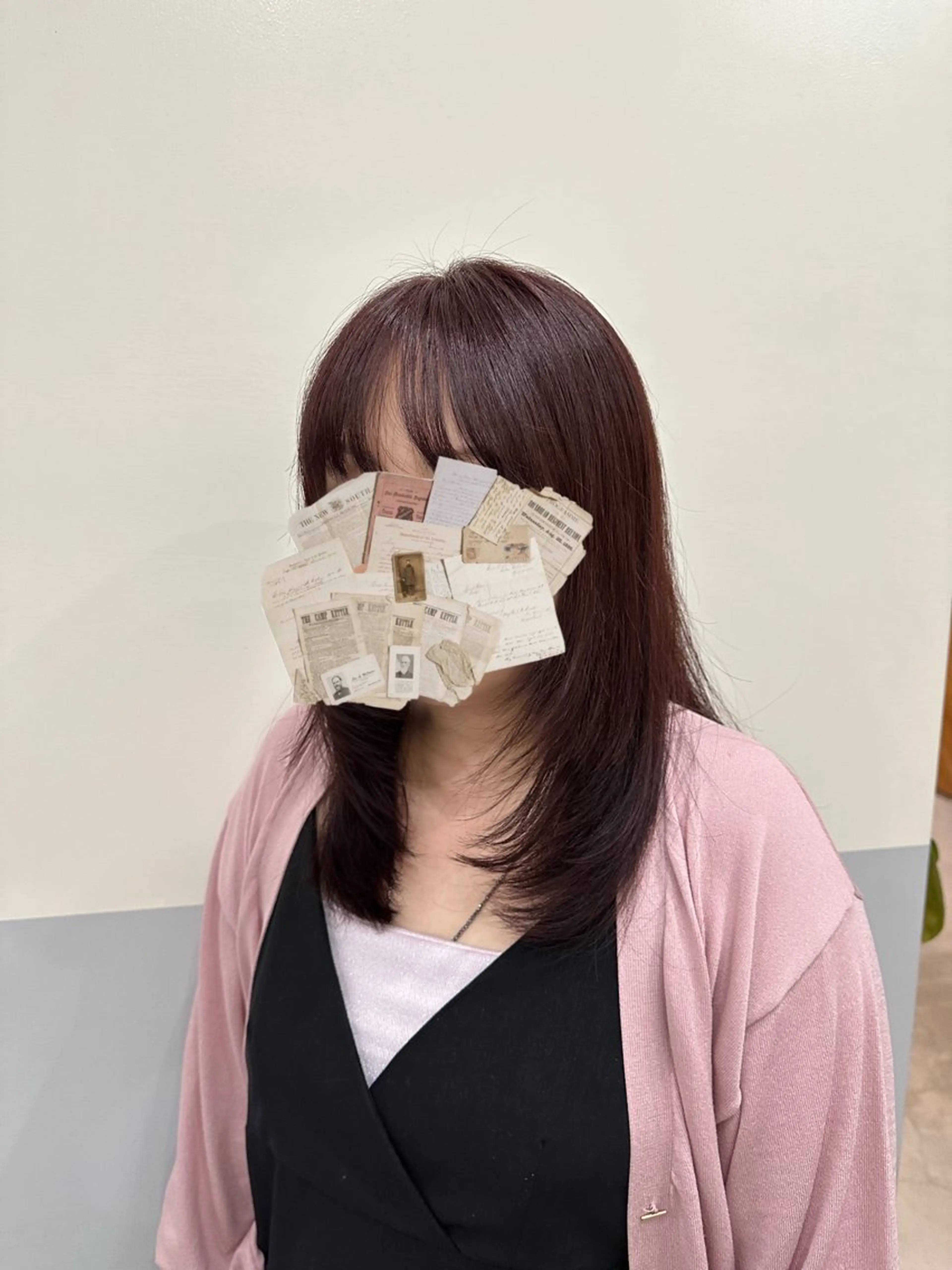 セミロング カラー ブリーチ ラベンダーカラー ブリーチなしカラー ピンクカラー ピンクラベンダー 三浦彩那/ 透明感カラー/岡崎のヘアスタイル