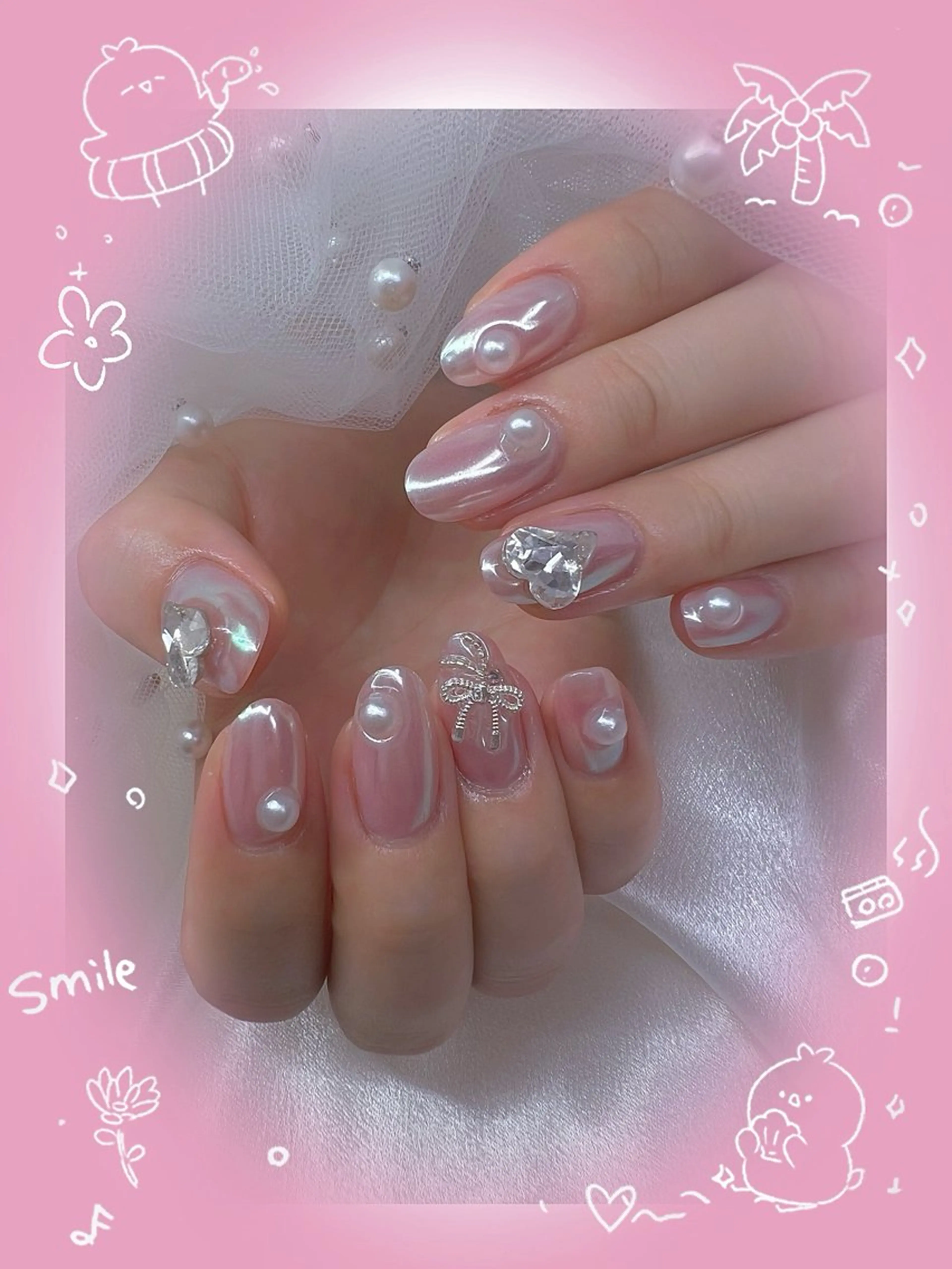 ネイル チークネイル フレンチネイル ガーリー グラデーション マグネットネイル ハンドネイル Chill Nailsalonのネイルデザイン