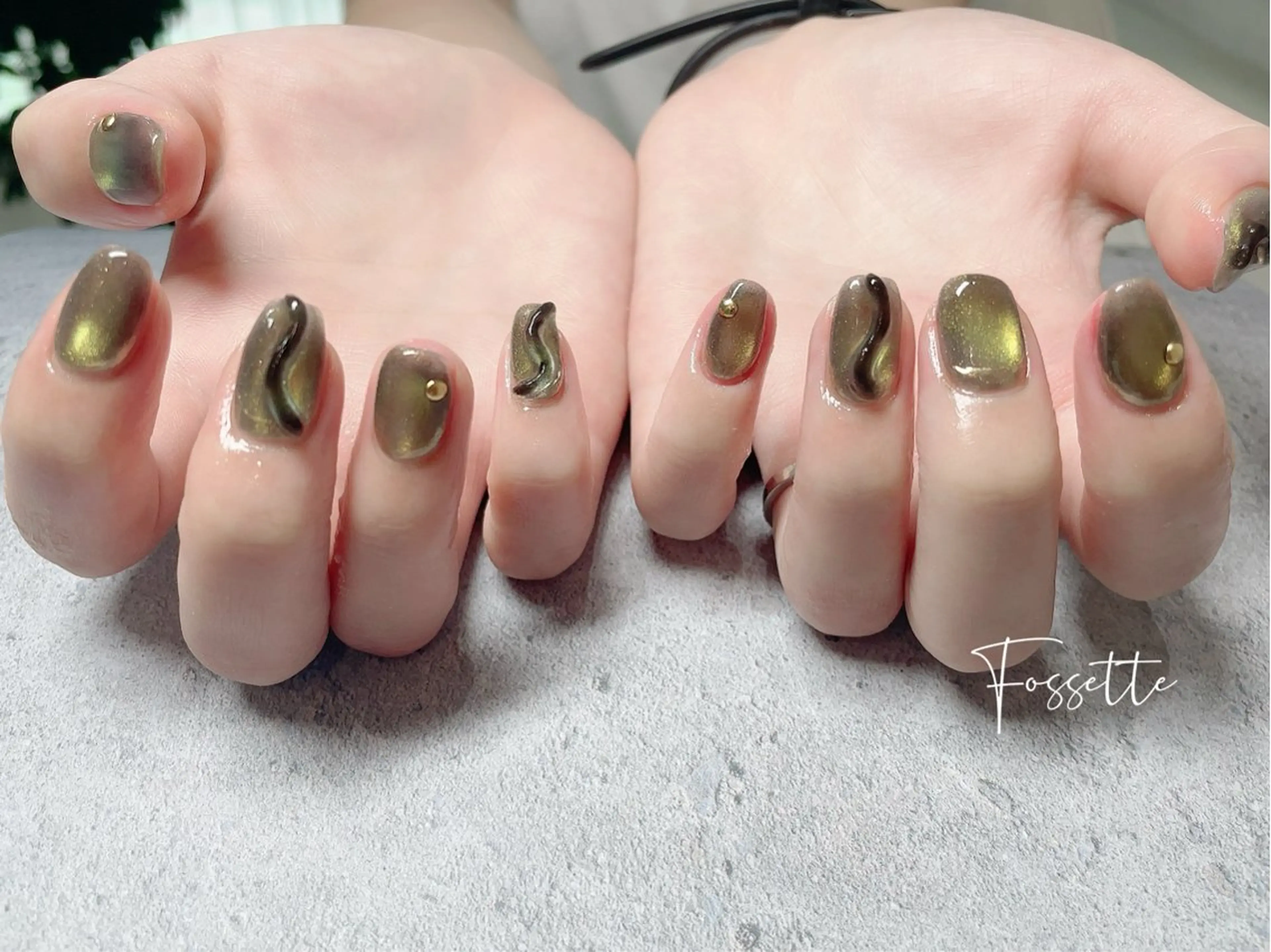 ネイル キラキラネイル マグネットネイル ニュアンスネイル ぷっくりネイル nailsalon Fossetteのネイルデザイン