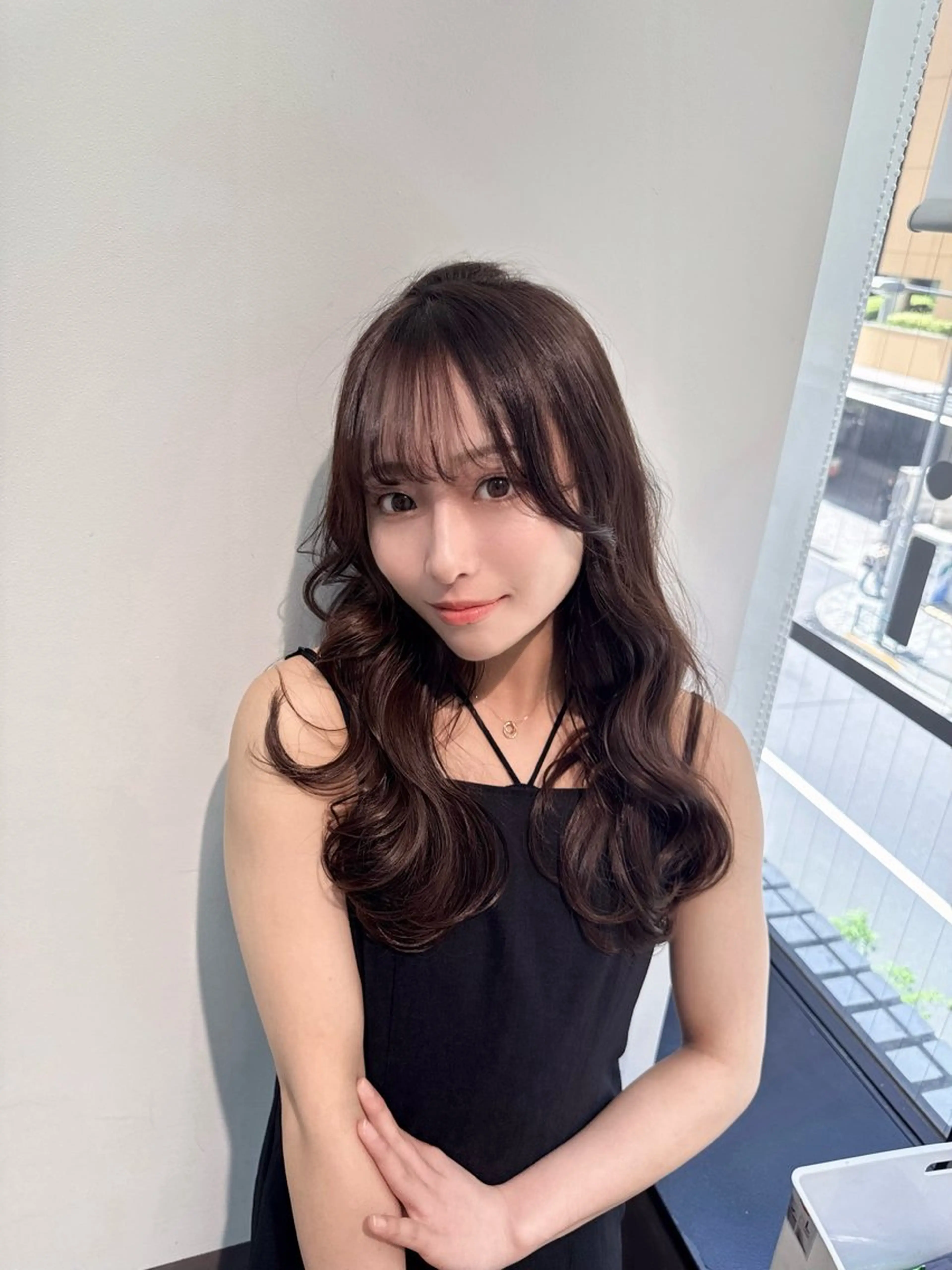 ミディアム ヘアカラー トリートメント 顔周りレイヤー/新宿 /モテ艶カラー/航介のヘアスタイル