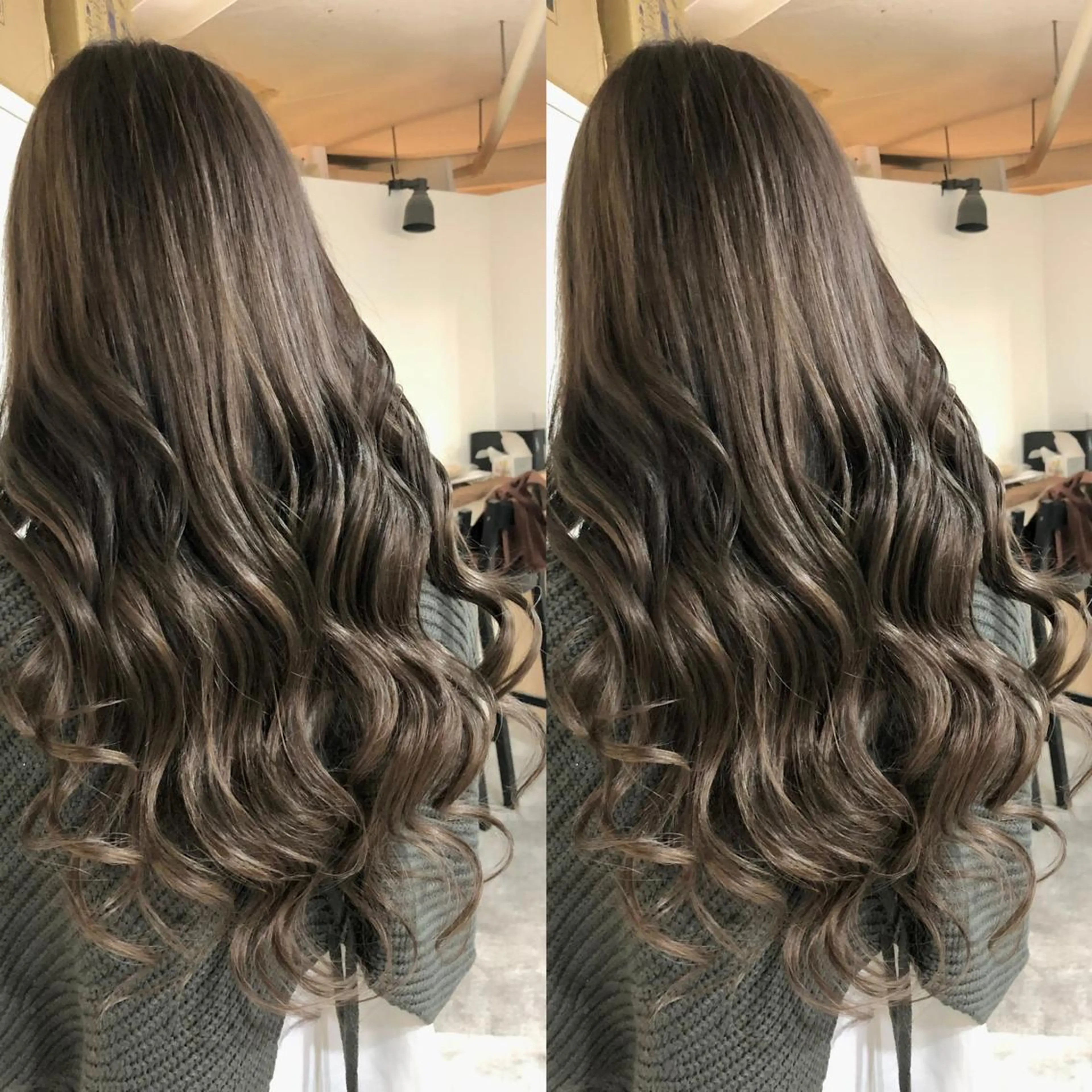 ロング カラー ヘアアレンジ シールエクステ グレージュ エクステ ロング レイヤー/エクステ alpha下妻のヘアスタイル