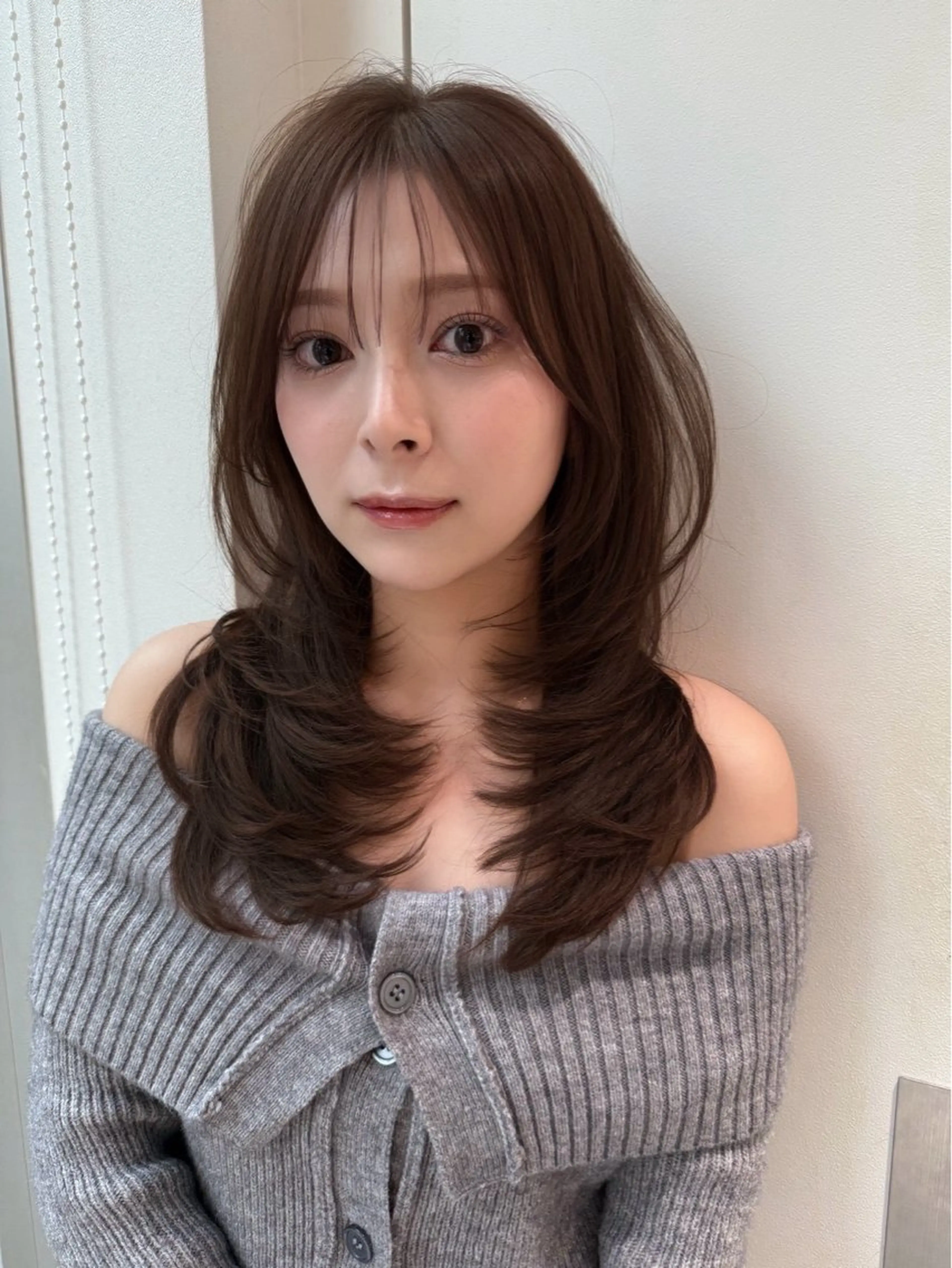 ロング チョコレートブラウン 髪質改善 レイヤーカット カット ヘアカラー 🎀透明感カラー shizuka🎀のヘアスタイル