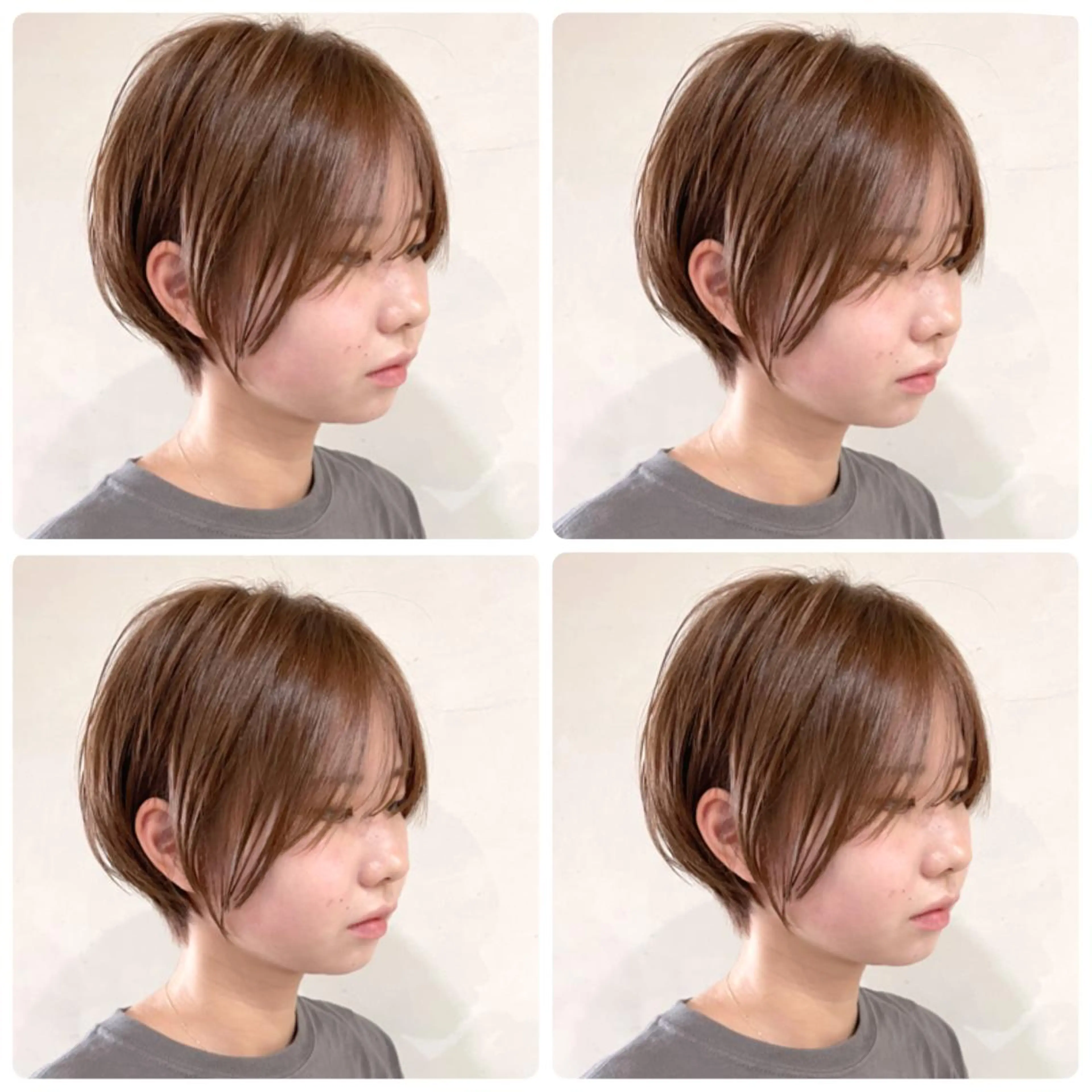 ショート カラー ショートボブ ハンサムショート 丸みショート デザインカラー ハイライトカラー カット ヘアカラー 京都大人女性ショート 徒歩1分/秋山のヘアスタイル