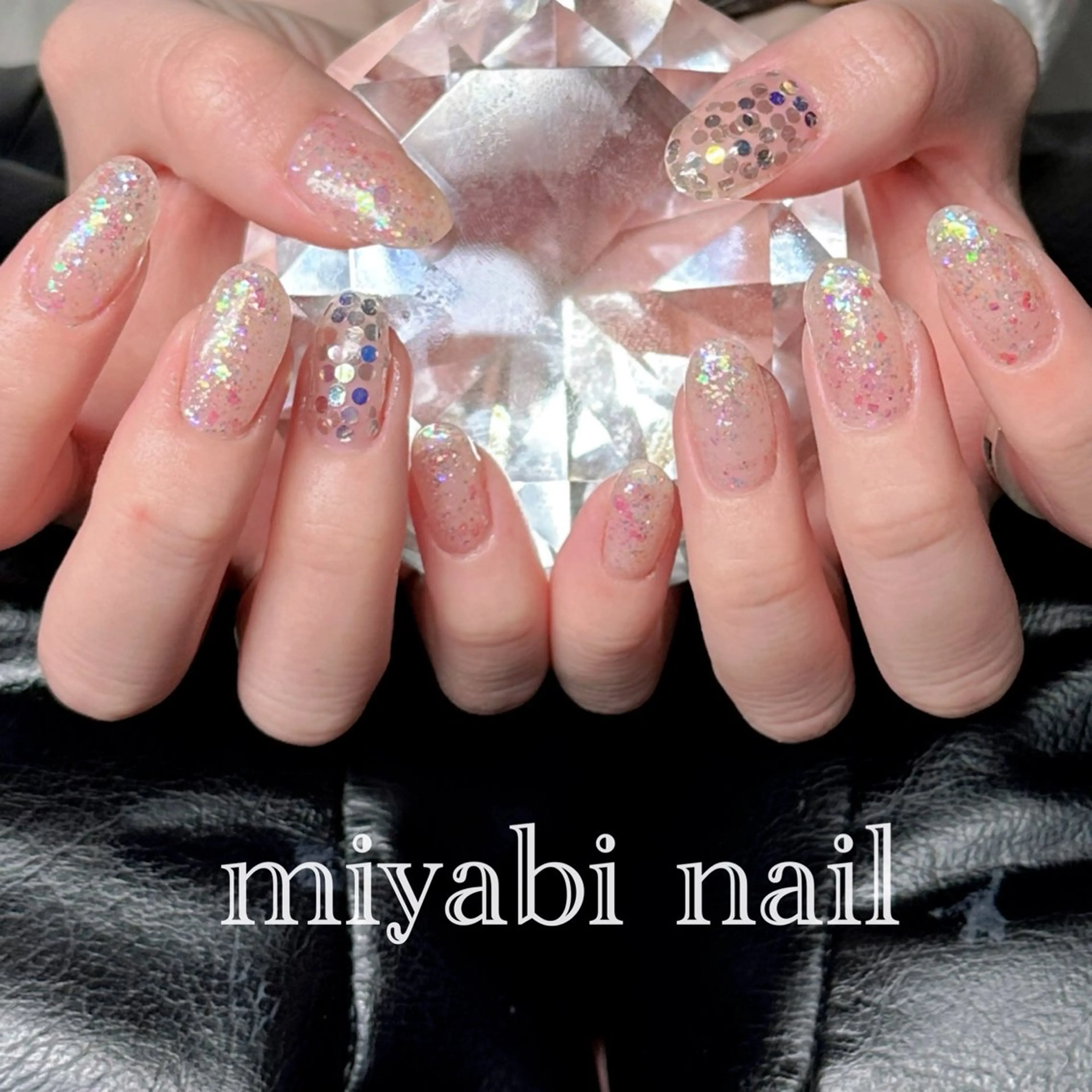 ネイル ジェルネイル キラキラネイル ラメ(グリッター) 持ち込み シンプルネイル ハンドネイル miyabi nail 桂川駅近くのネイルデザイン