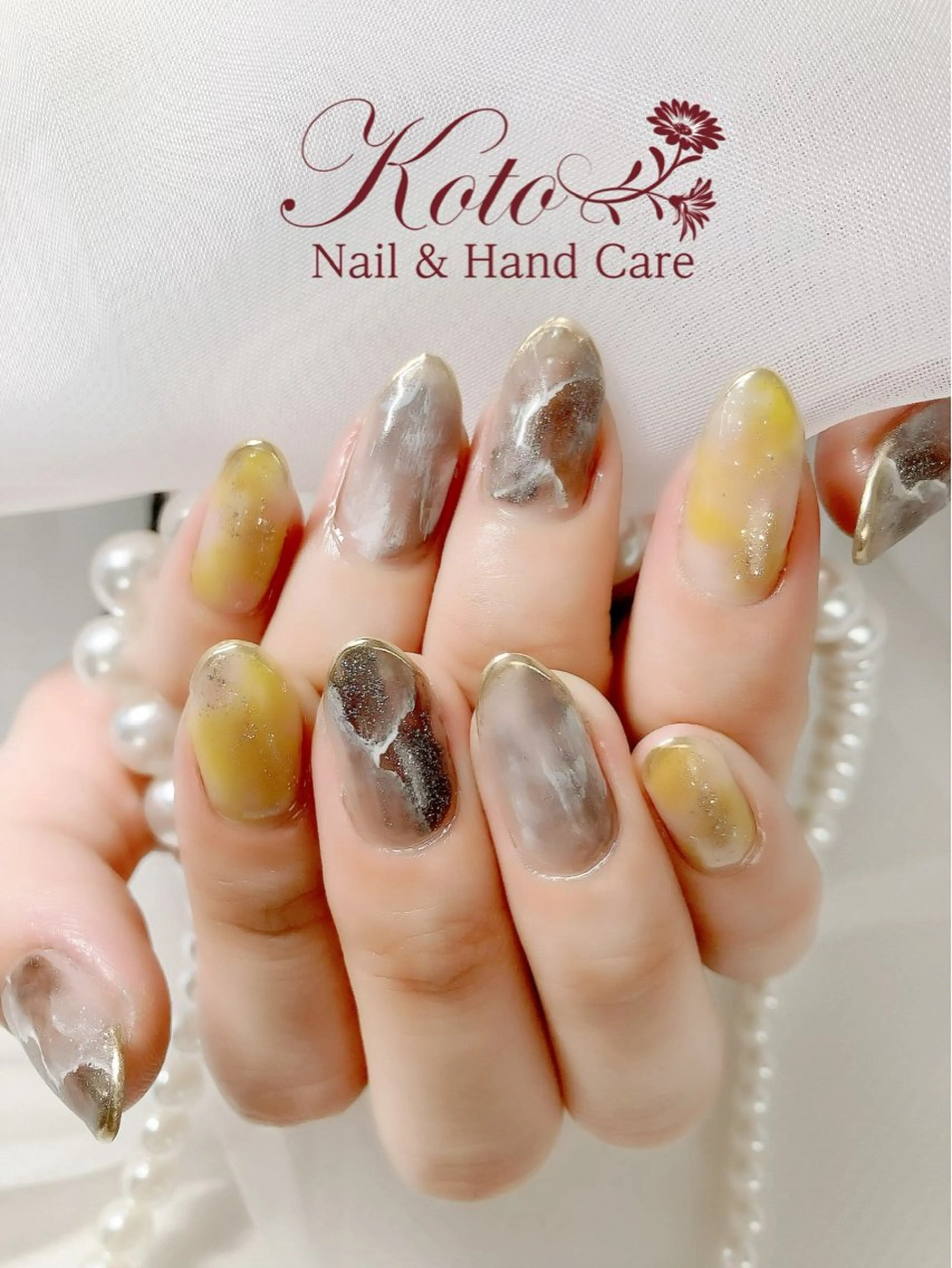 ネイル 長さ出し ジェルネイル 大理石ネイル(マーブル) 持ち込み ニュアンスネイル ハンドネイル Nail Salon KOTOのネイルデザイン