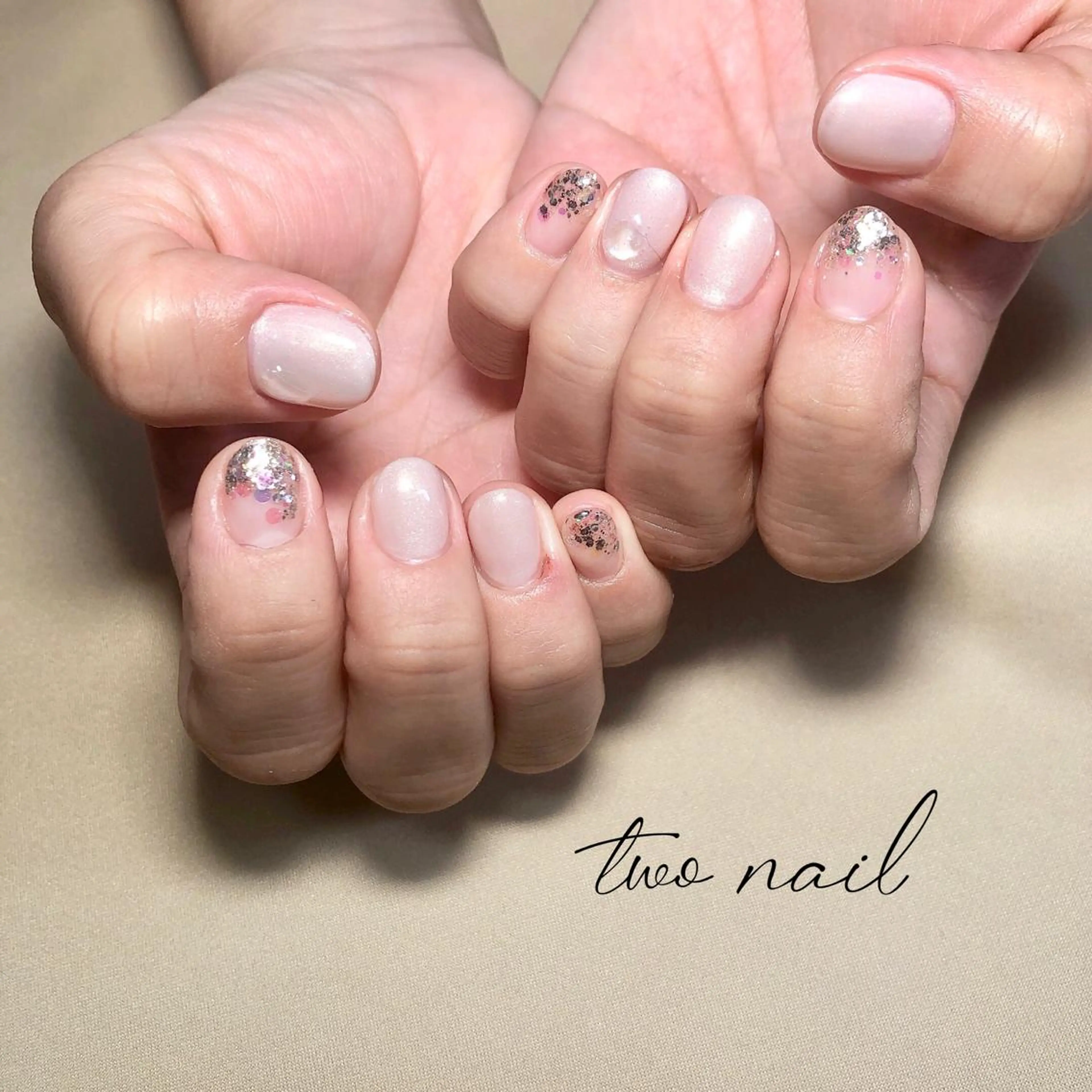 ネイル アートネイル フットネイル ハート ニュアンスネイル ホワイト two nailのネイルデザイン