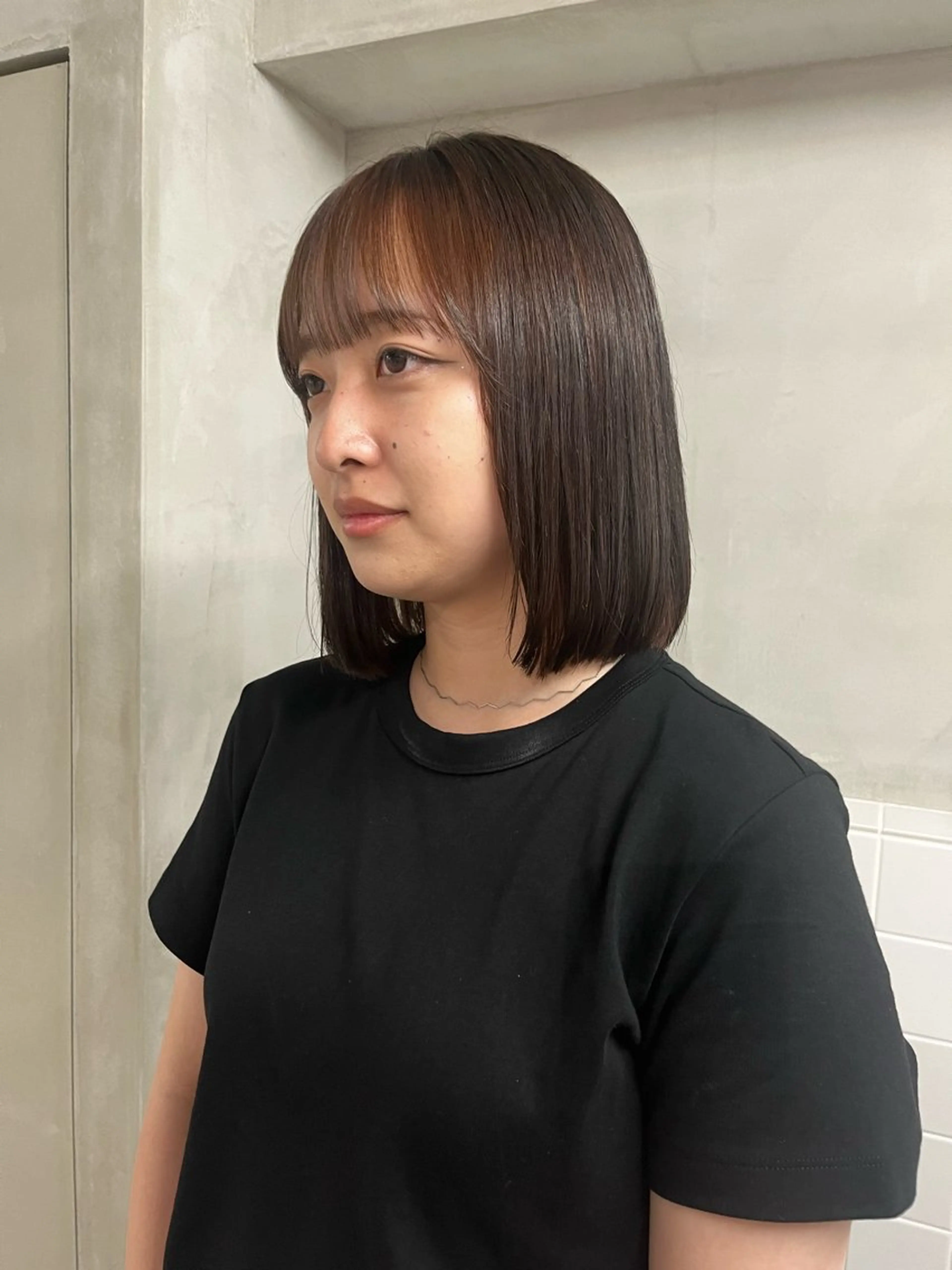 ミディアム パーマ ボブ 縮毛矯正 anon Loemのヘアスタイル