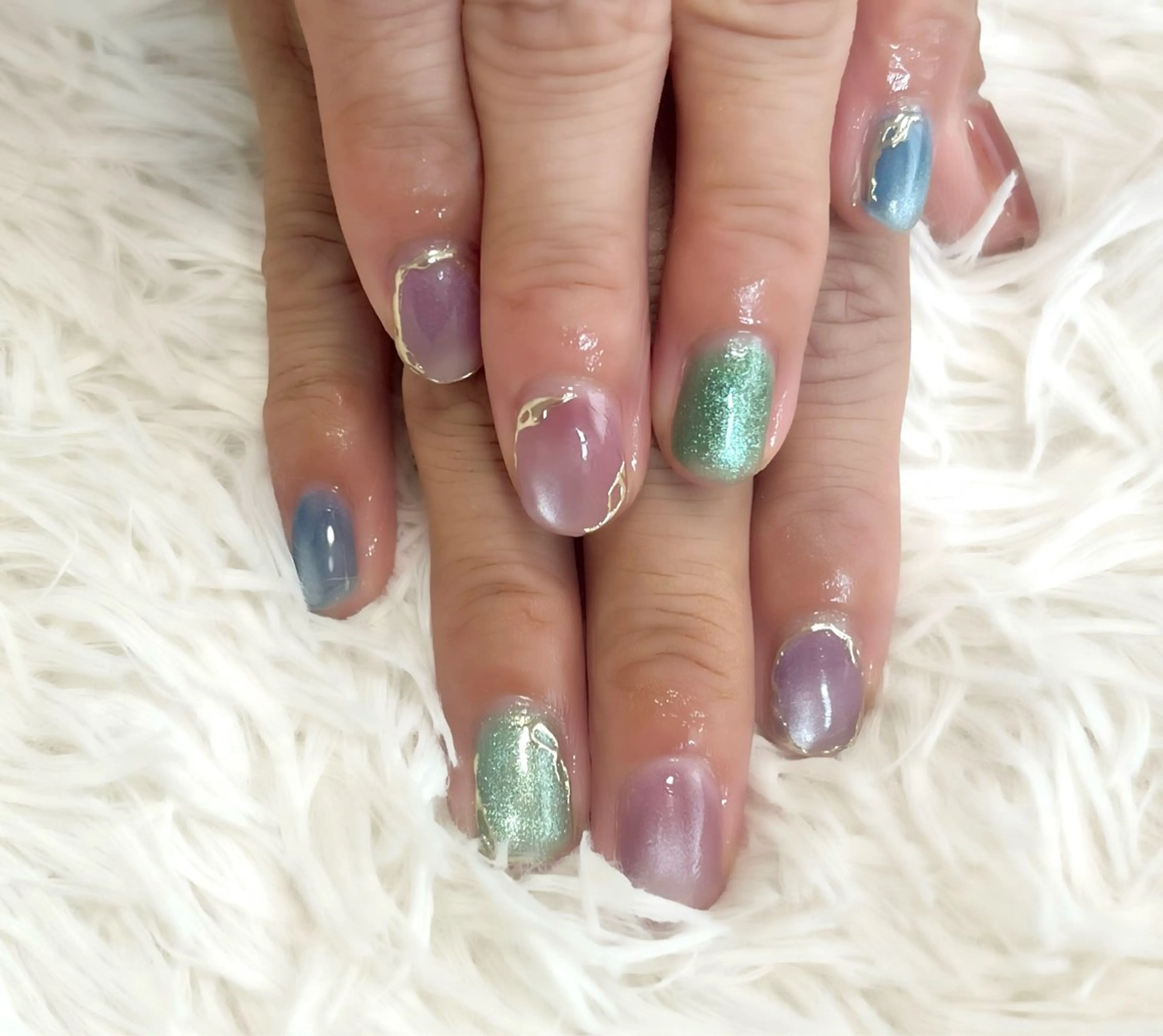 ネイル マグネットネイル ショートネイル 夏ネイル ハンドネイル 島田 亜紀のネイルデザイン