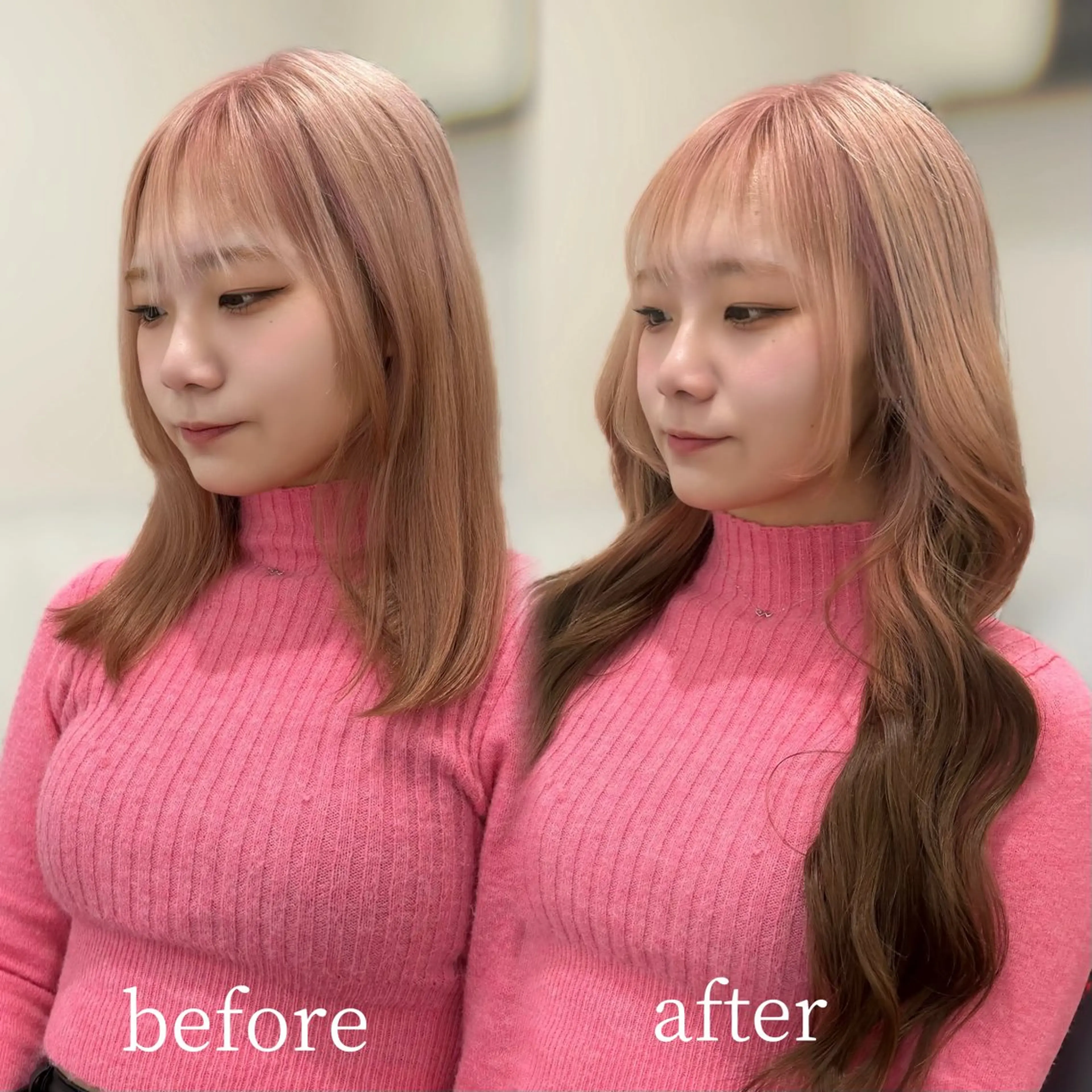 ミディアム カラー カット エクステ HINA🎀韓国ヘア エクステ/小顔カットのヘアスタイル