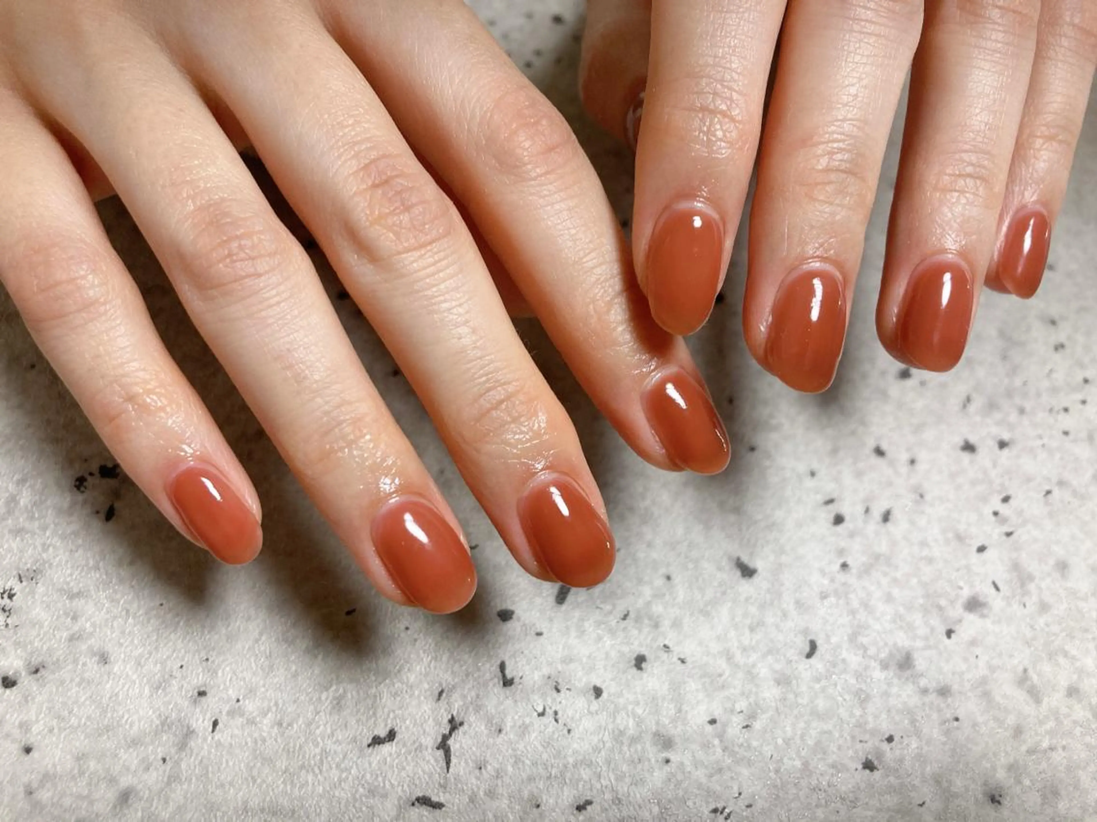 ネイル ワンカラーネイル オレンジ ピンク kikinail 溝の口のネイルデザイン