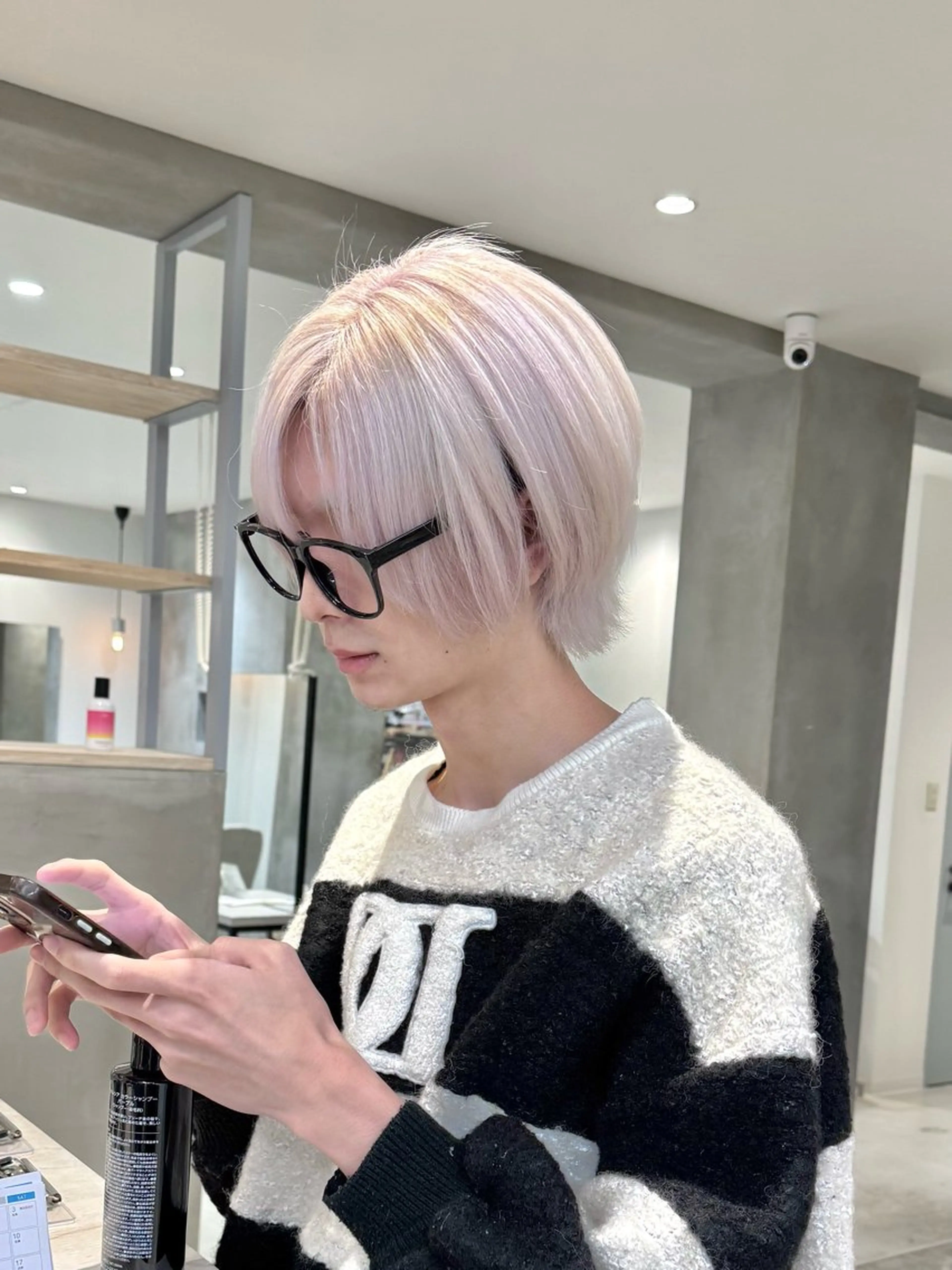 カラー メンズ ほの カラー特化/ ブリーチ/ボブのヘアスタイル