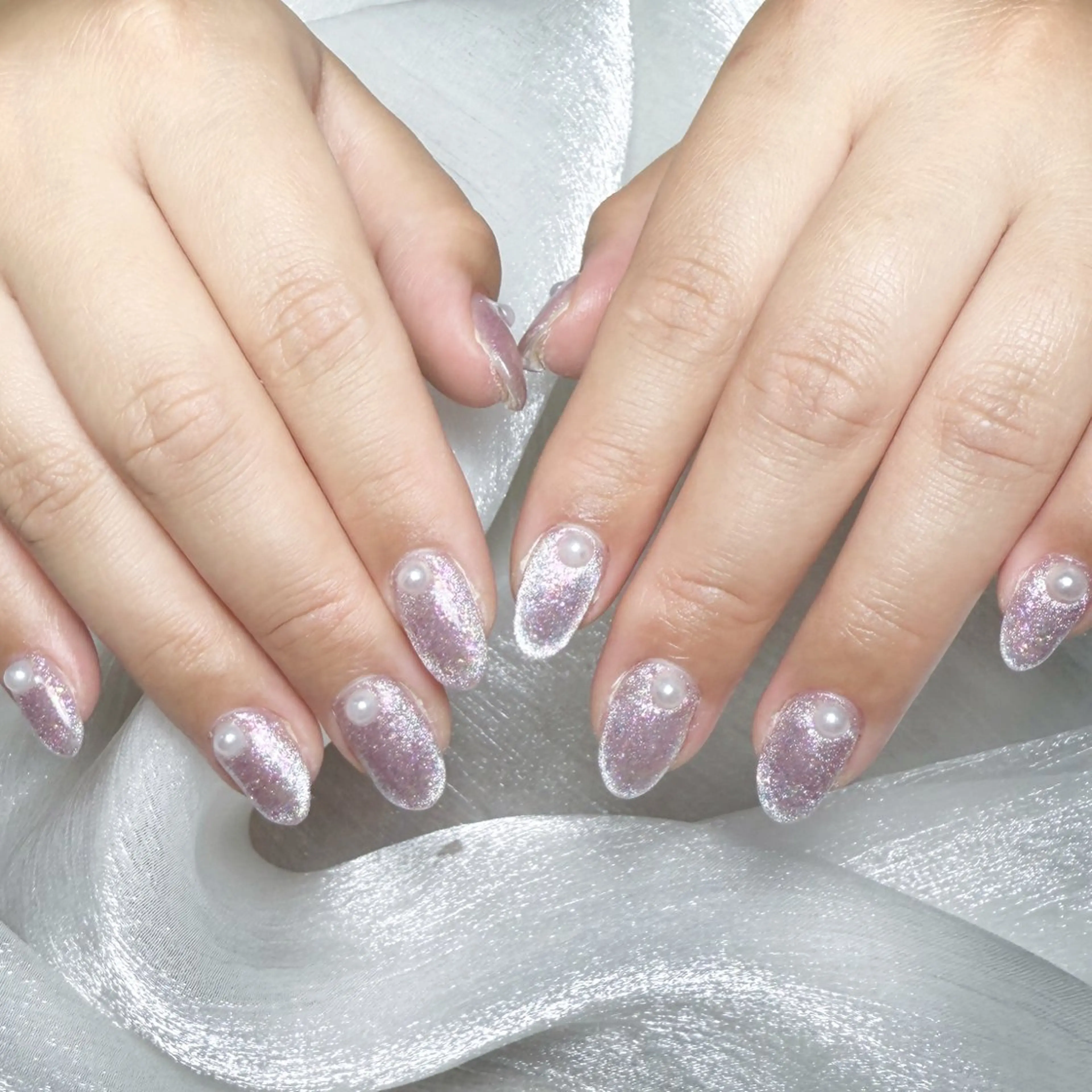 メンズ ネイル メンズ韓国風 アートネイル オーロラネイル ガーリー キラキラネイル Nail salon 木にいるのネイルデザイン