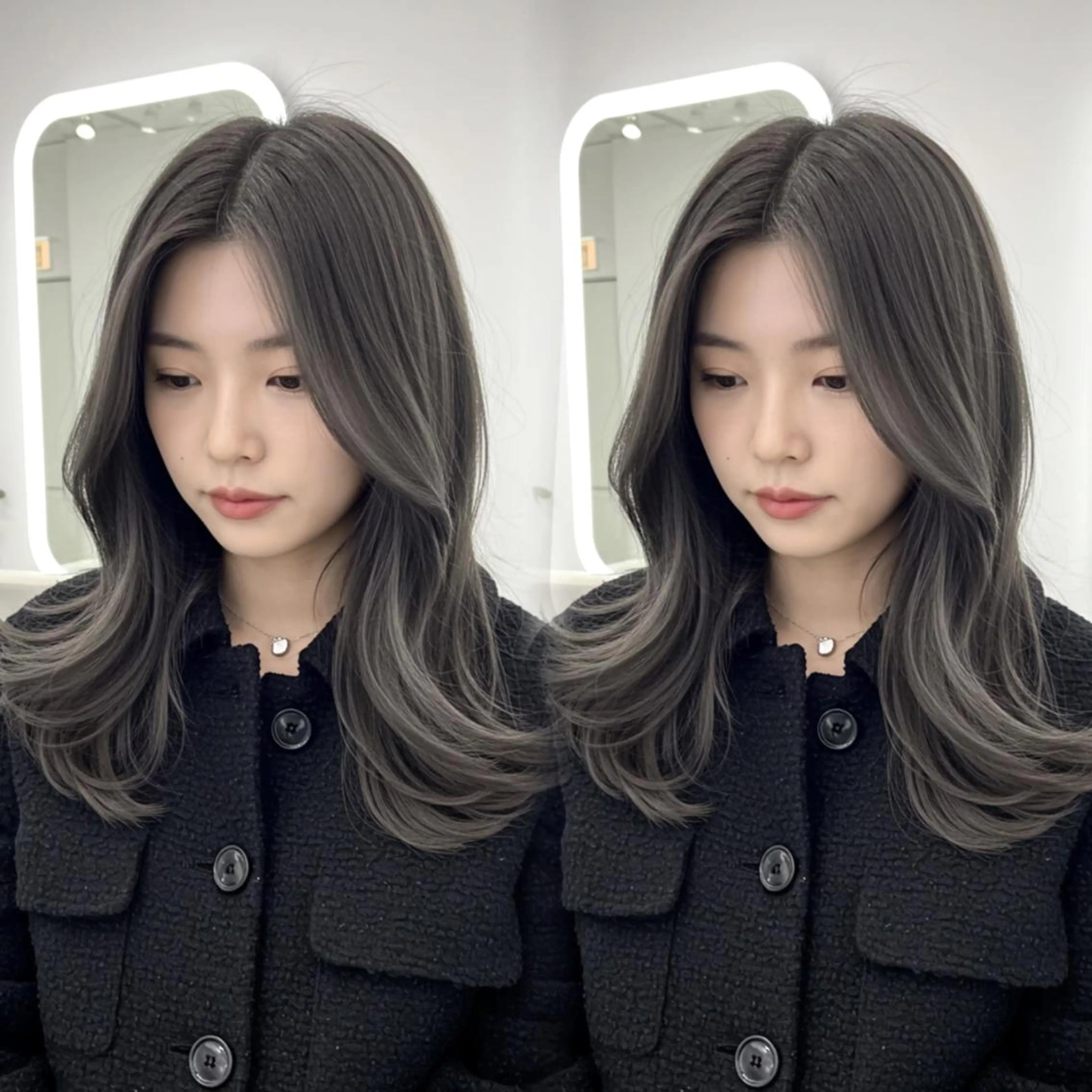 セミロング 顔周りカット 韓国風ヘア レイヤーカット 小顔カット カット ヘアカラー トリートメント ✨韓国レイヤー🦋 リピートNO.1✨のヘアスタイル