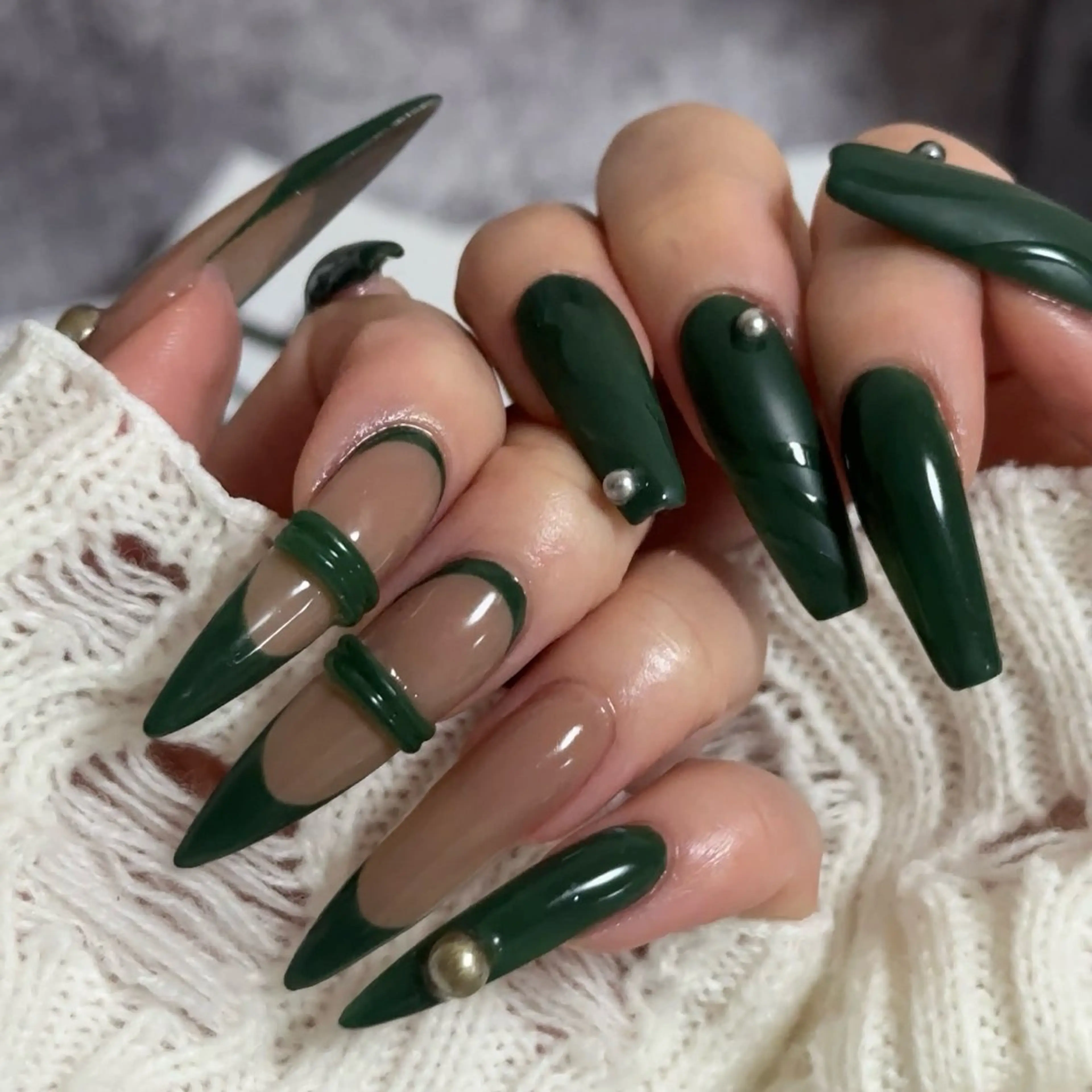 ネイル グリーン ハンドネイル JOLIESSE Ayumiのネイルデザイン