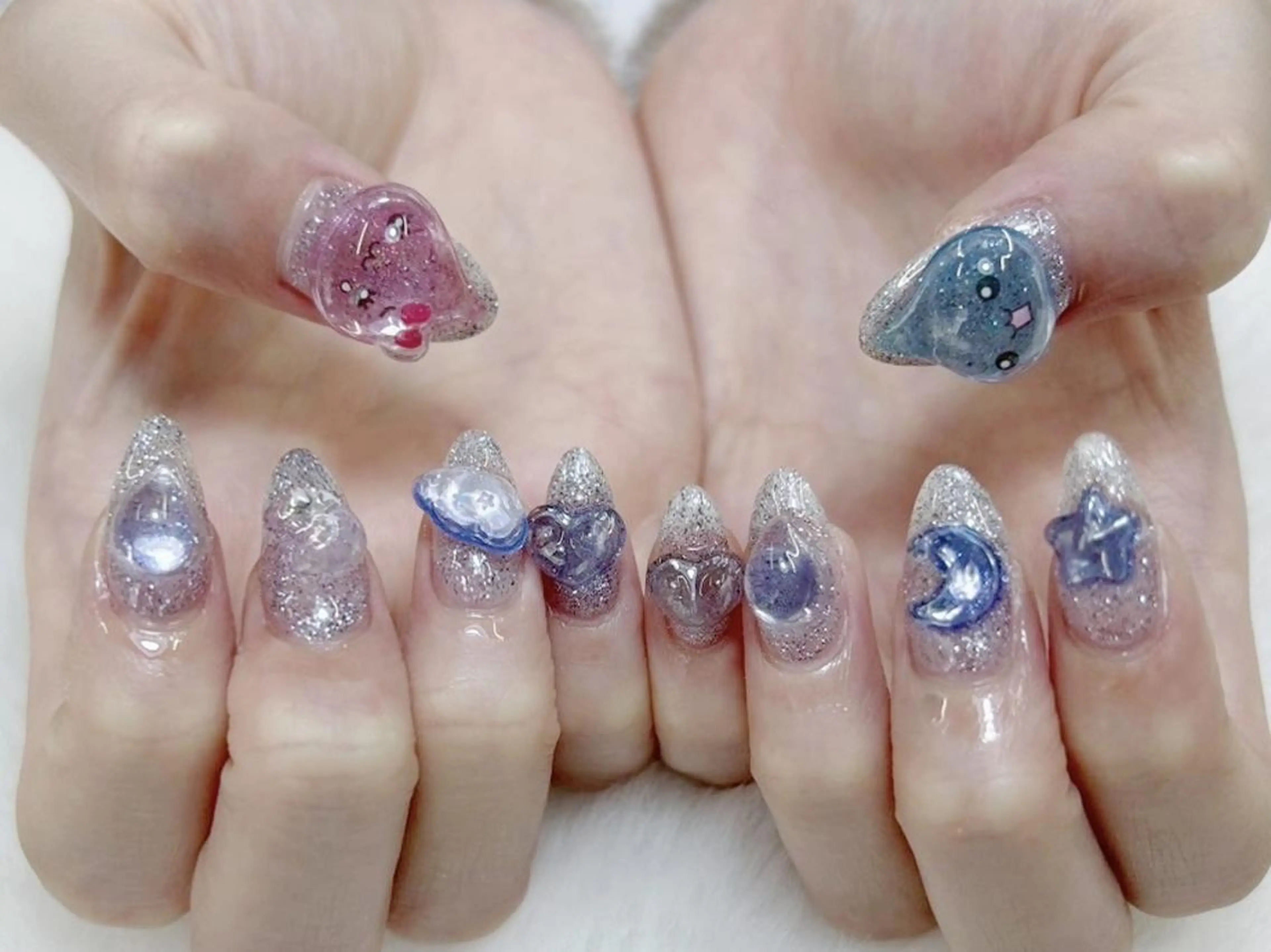 ネイル チークネイル キラキラネイル 韓国ネイル ワンホンネイル ハンドネイル Kanoネイル 大宮店のネイルデザイン