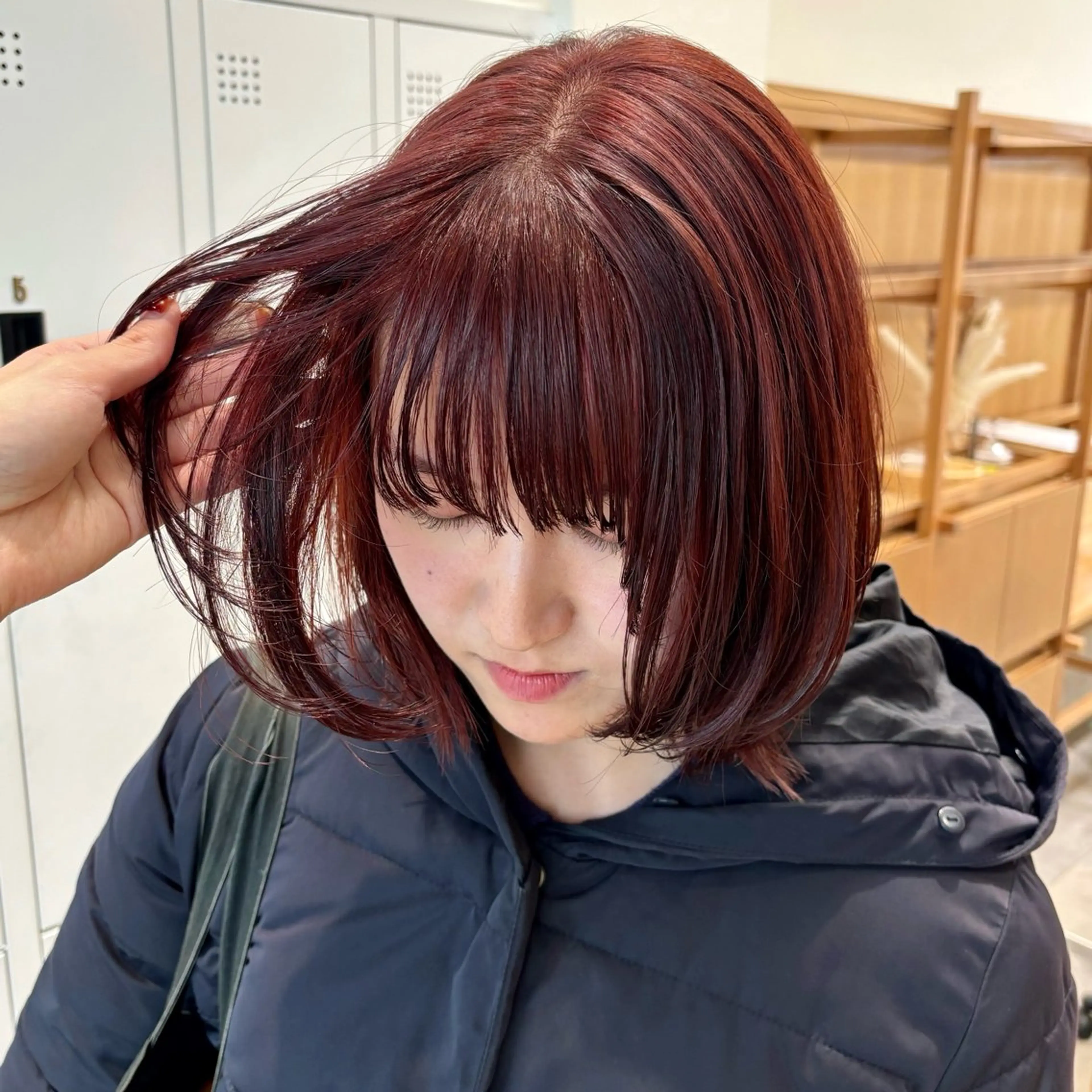 ショート カラー ブリーチ ブラウンカラー ダブルカラー ブリーチなしカラー レッドカラー パーマ/暖色/ボブ イワタテ🇰🇷のヘアスタイル