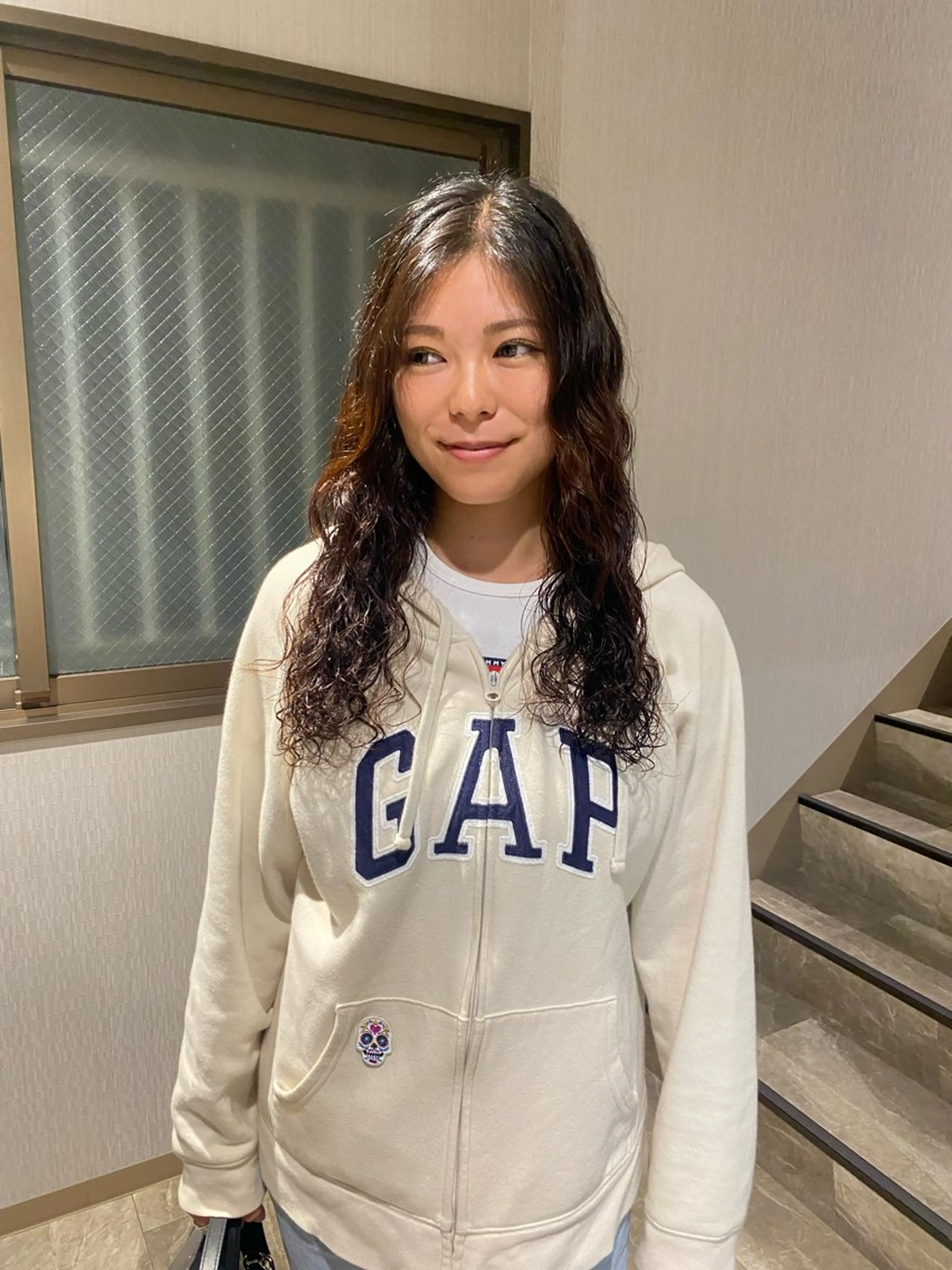 ロング パーマ カット ヘアカラー パーマ 暖色カラー/オリーブ /ミニボブ/白柳美空のヘアスタイル