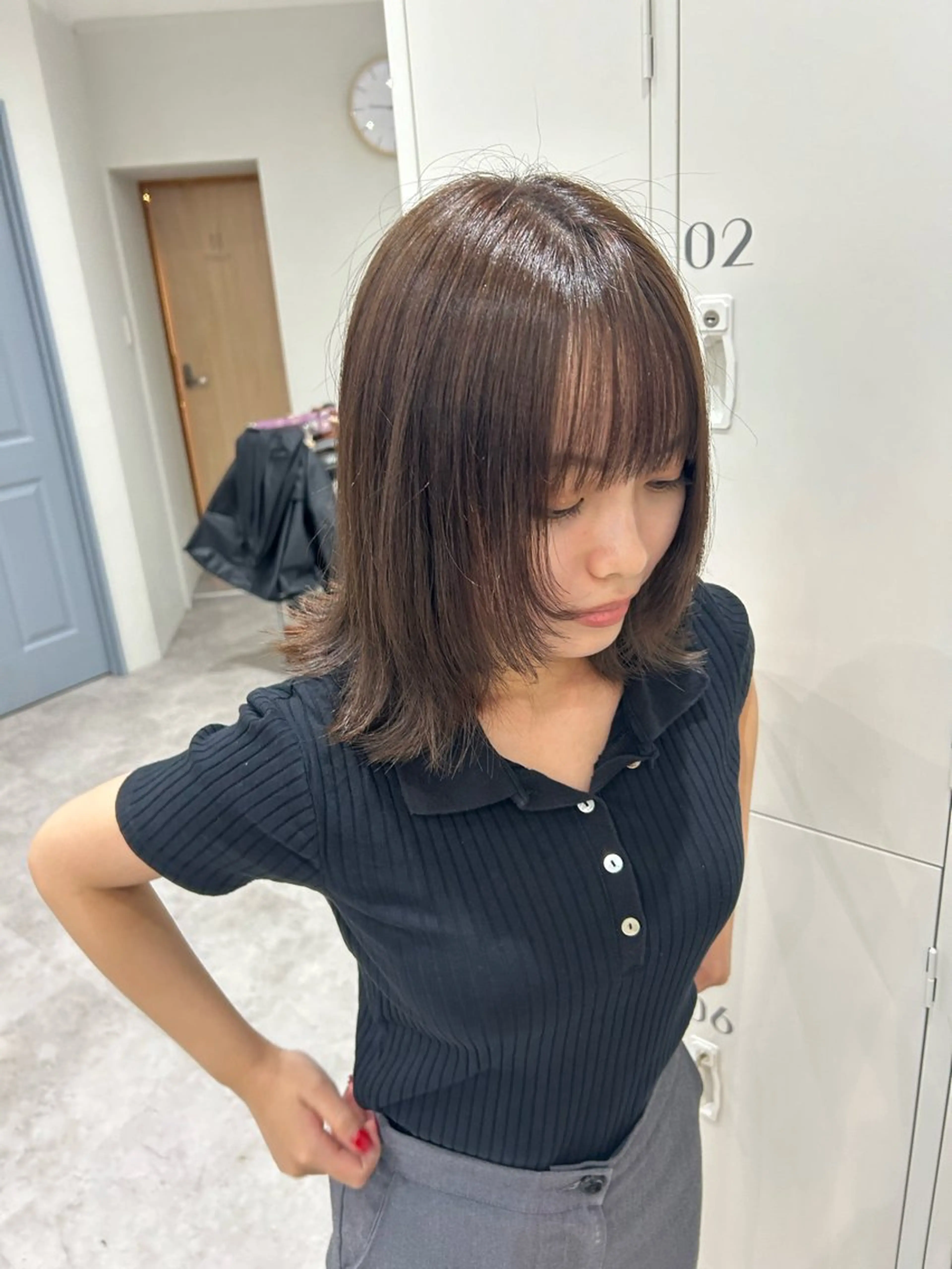 ミディアム カラー ヘアアレンジ 顔周りカット レイヤーカット カット ヘアカラー ボブ /ニュアンス/ satomi🧸💖のヘアスタイル