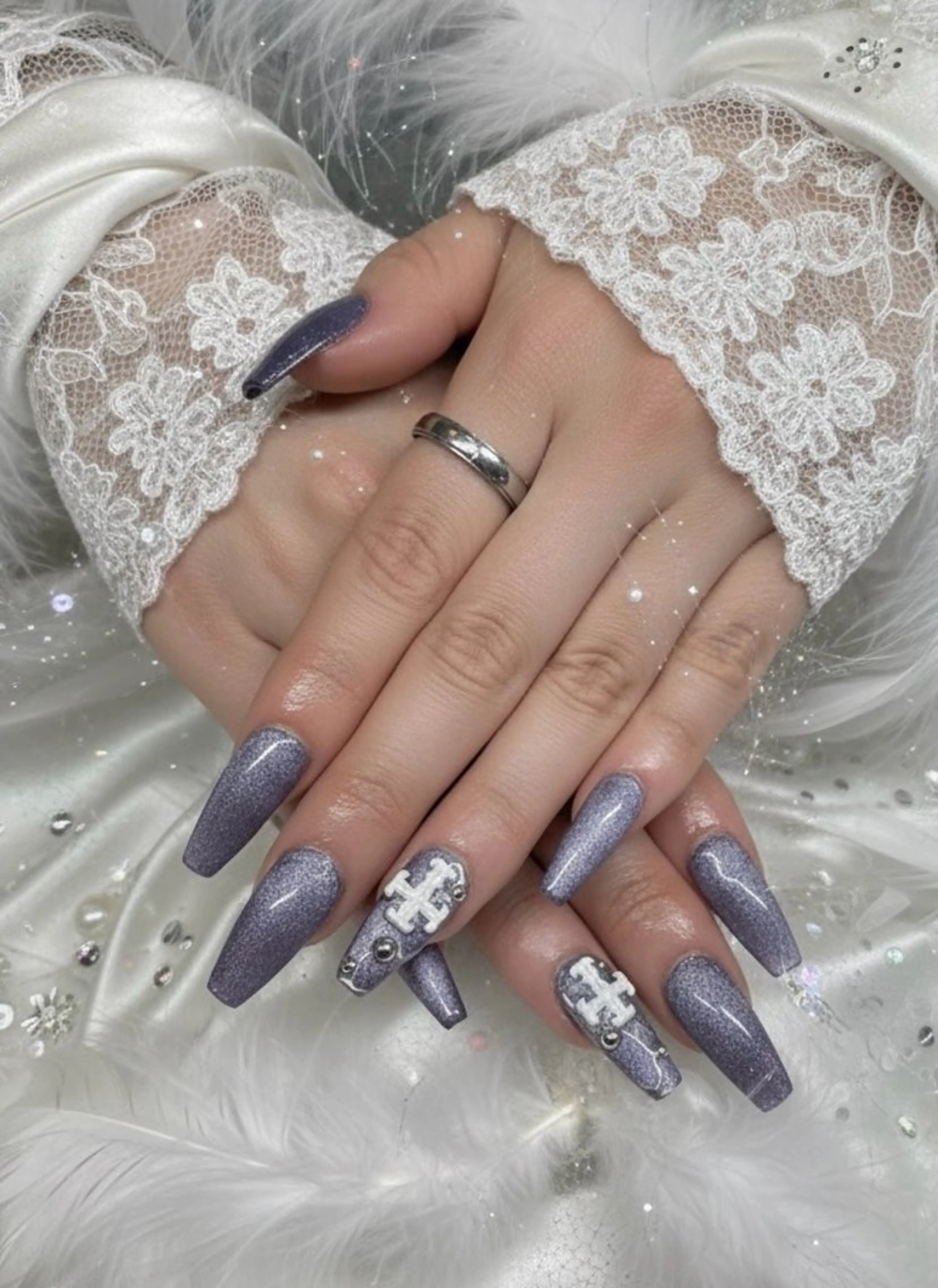 ネイル 長さ出し フレンチネイル 韓国ネイル ロングネイル マグネットネイル ハンドネイル TUNEHA堂 (チュネハドウ)のネイルデザイン