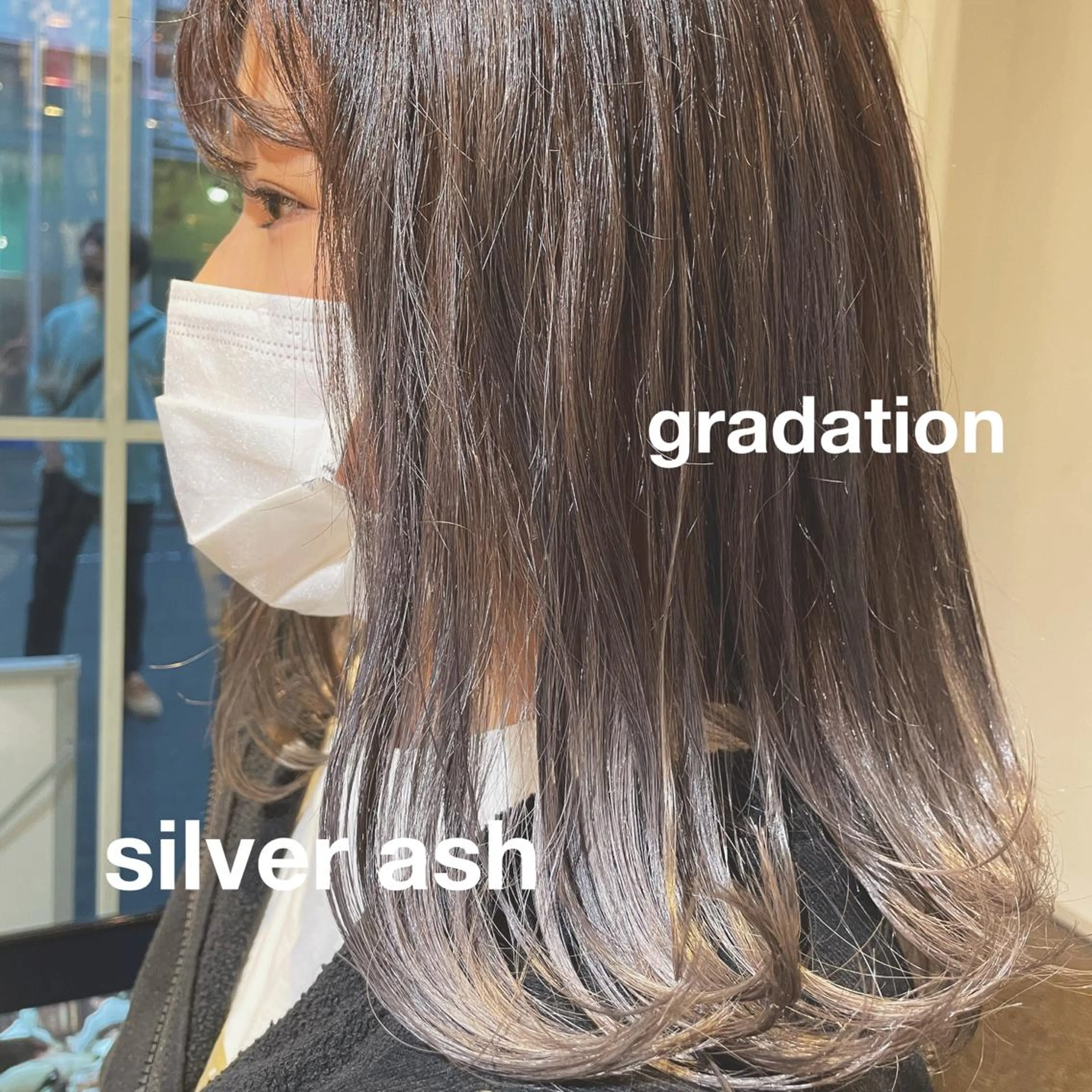 セミロング カラー ヘアアレンジ アッシュ ブリーチ グラデーションカラー オレンジ ヘアカラー ハイトーンピンク🍑 ブリーチ🍑RINAのヘアスタイル