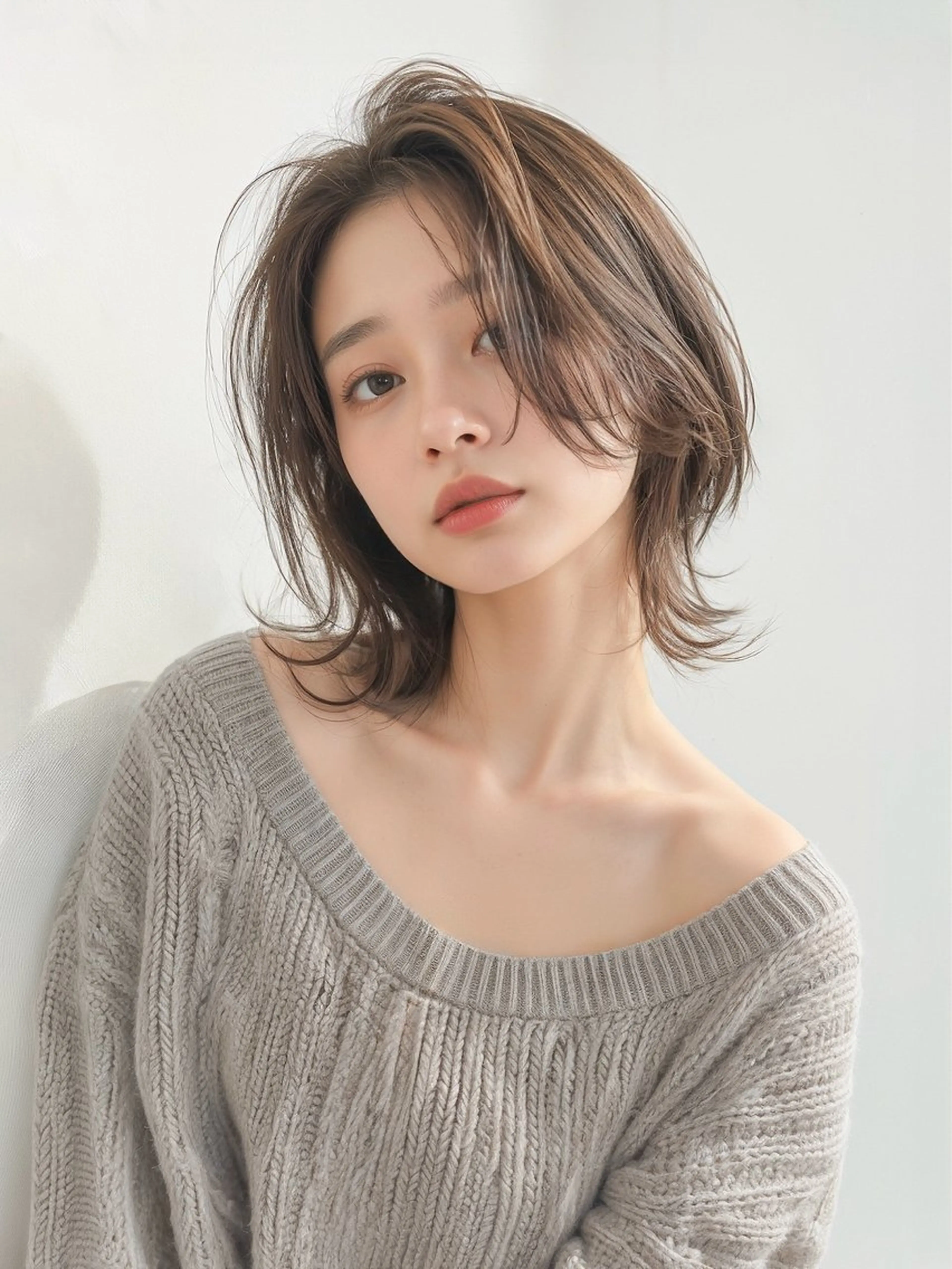 ミディアム カラー ミディアムレイヤー グレージュ くびれヘア レイヤーカット LITTY&M.O.Dshibuya所属・レイヤー/髪質改善 /山永圭介のヘアスタイル