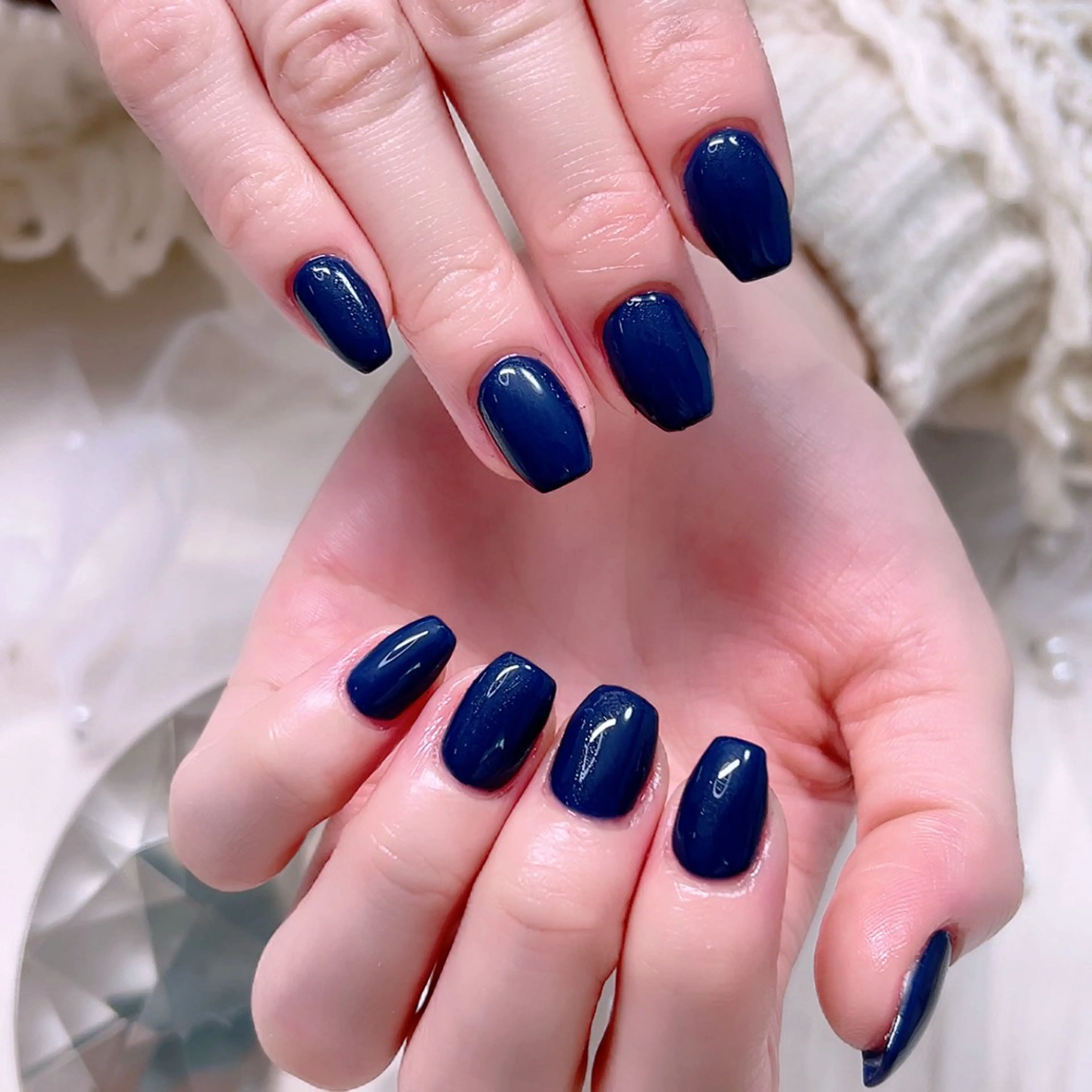 ネイル ネイビー オフィスネイル ワンカラーネイル シンプルネイル Cute Tips nailのネイルデザイン