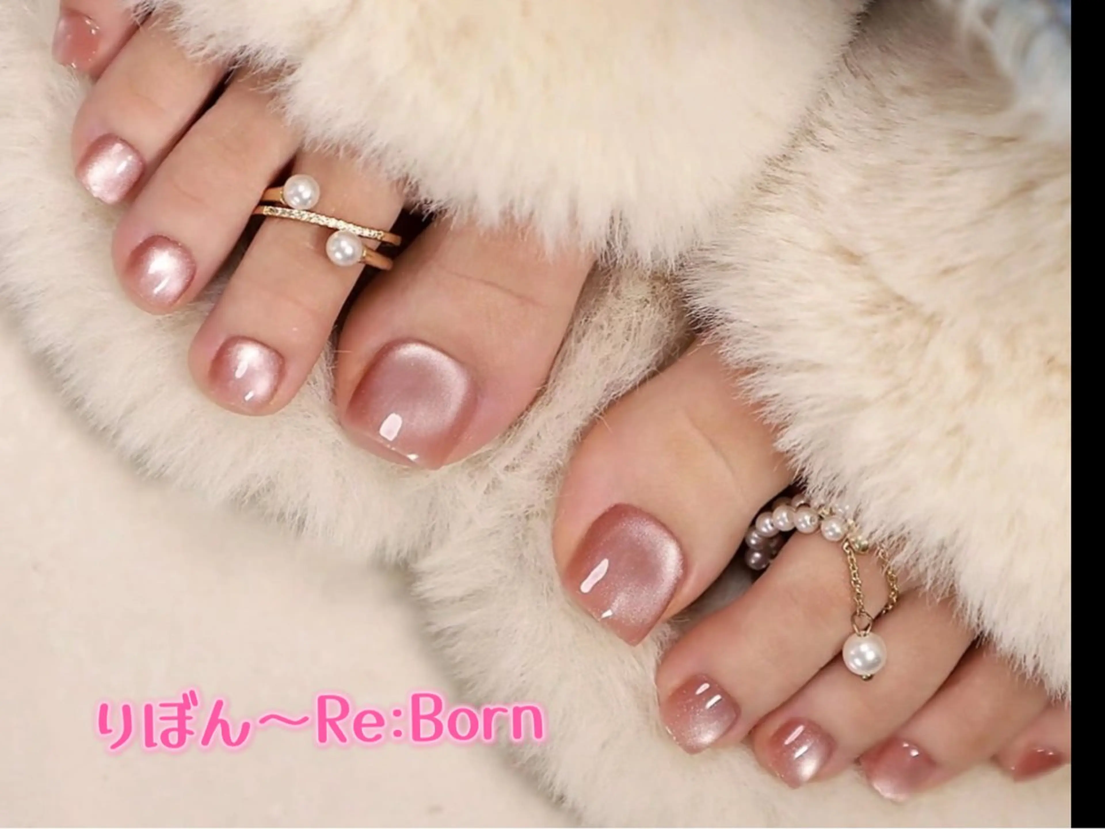 ショート フットネイル りぼん Re:Bonrのネイルデザイン