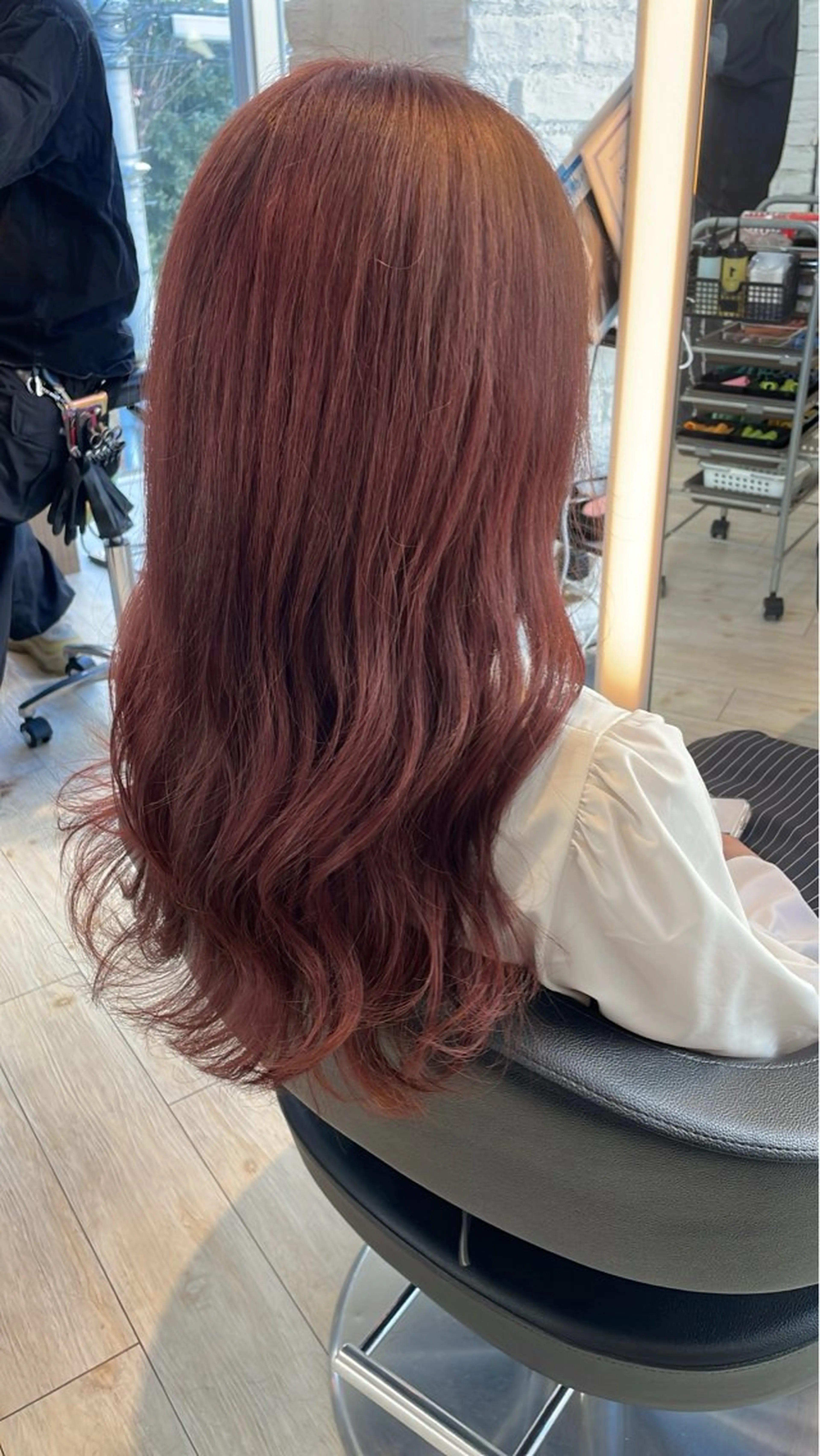 セミロング カラー ブリーチ ブラウンカラー ピンクカラー ピンクブラウン ヘアカラー トリートメント ブリーチ/髪質改善/ ハイトーン/暖色のヘアスタイル