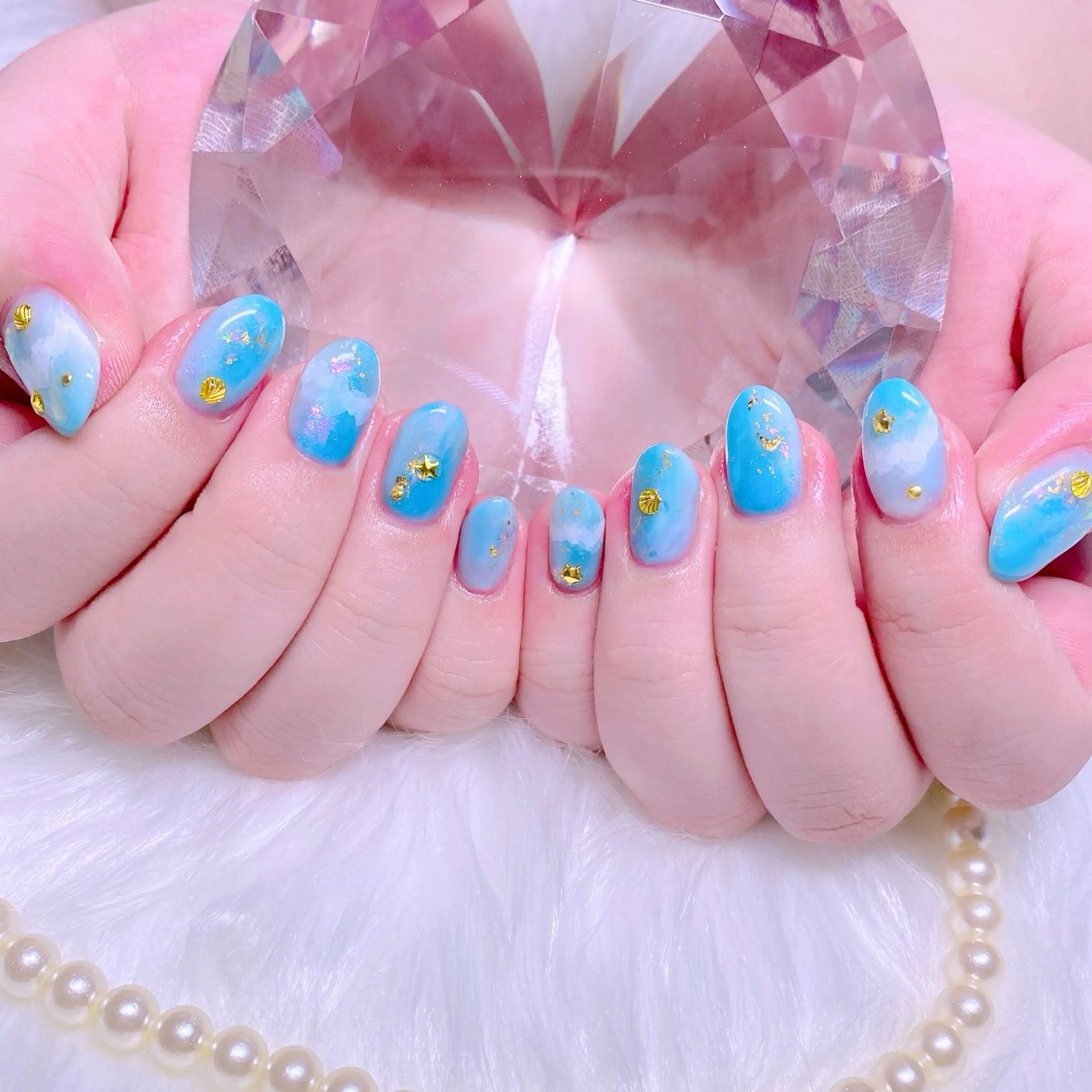ネイル オフィスネイル ショートネイル 夏ネイル Nail Yunaのネイルデザイン