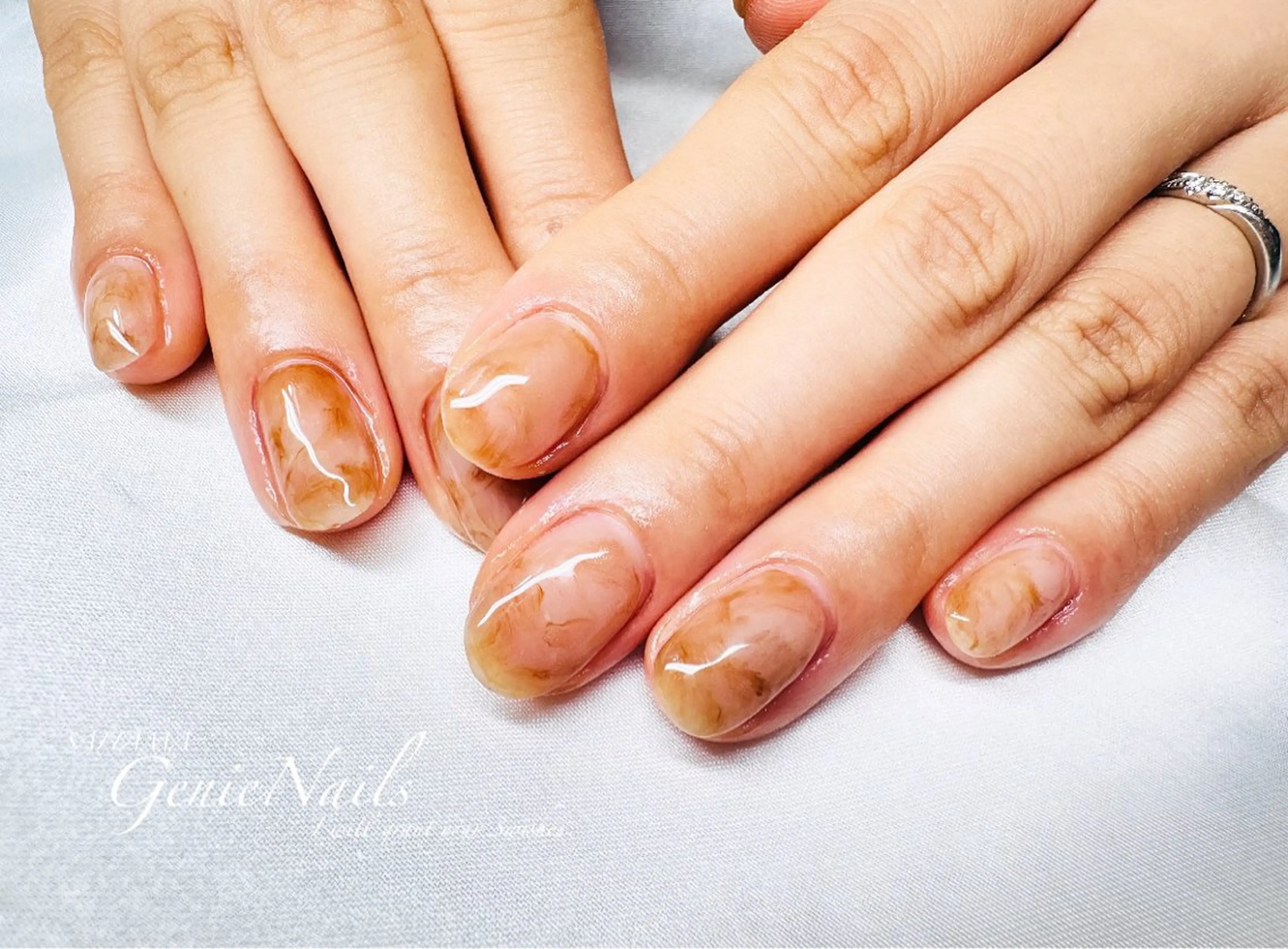 メンズ ネイル アートネイル 長さ出し 氷ネイル・うるうるネイル ロングネイル 持ち込み Genie Nailsのネイルデザイン