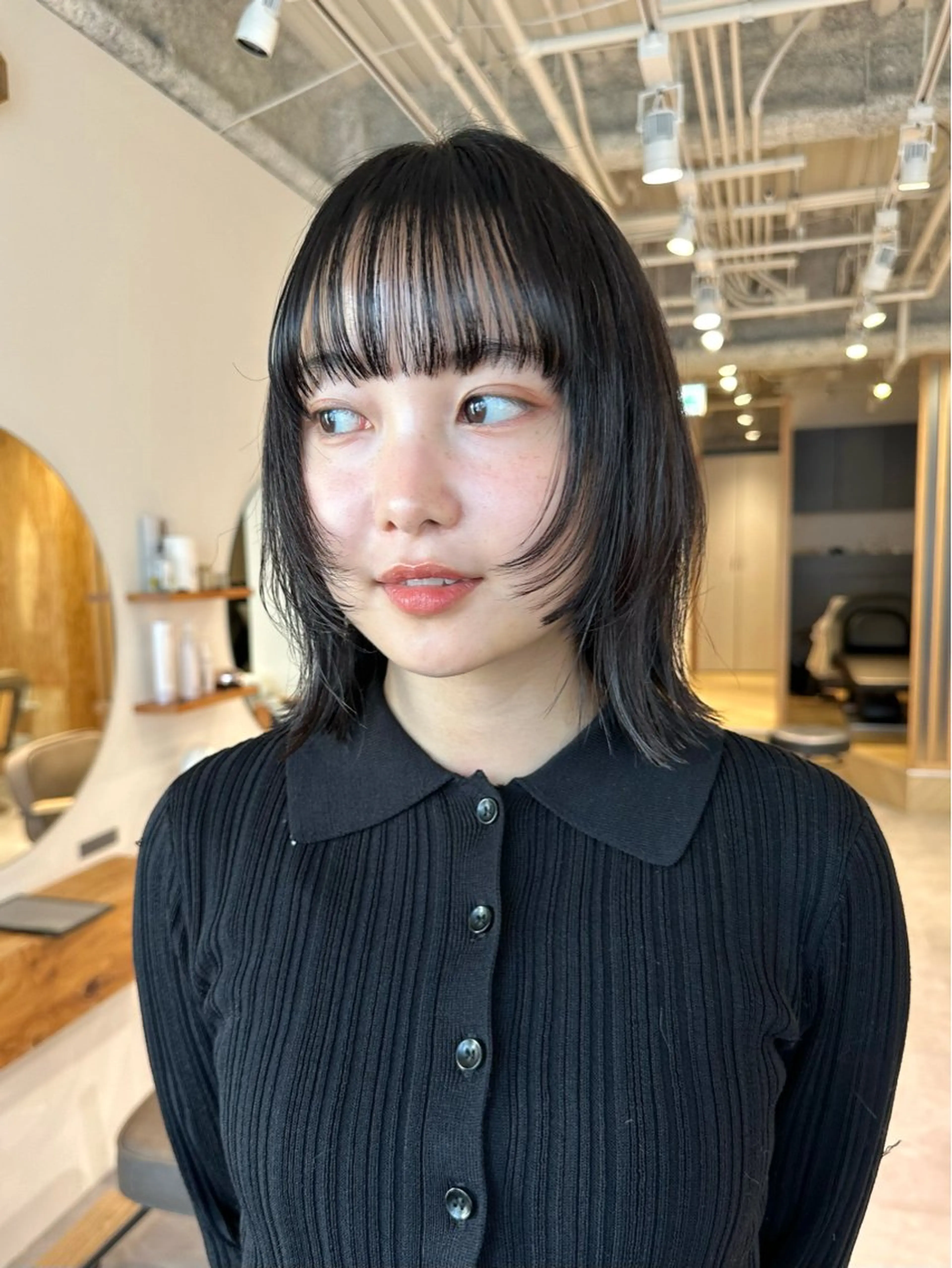 ミディアム 顔まわりレイヤー レイヤーカット ボブ/ショート/ 縮毛矯正/岸本恭明のヘアスタイル