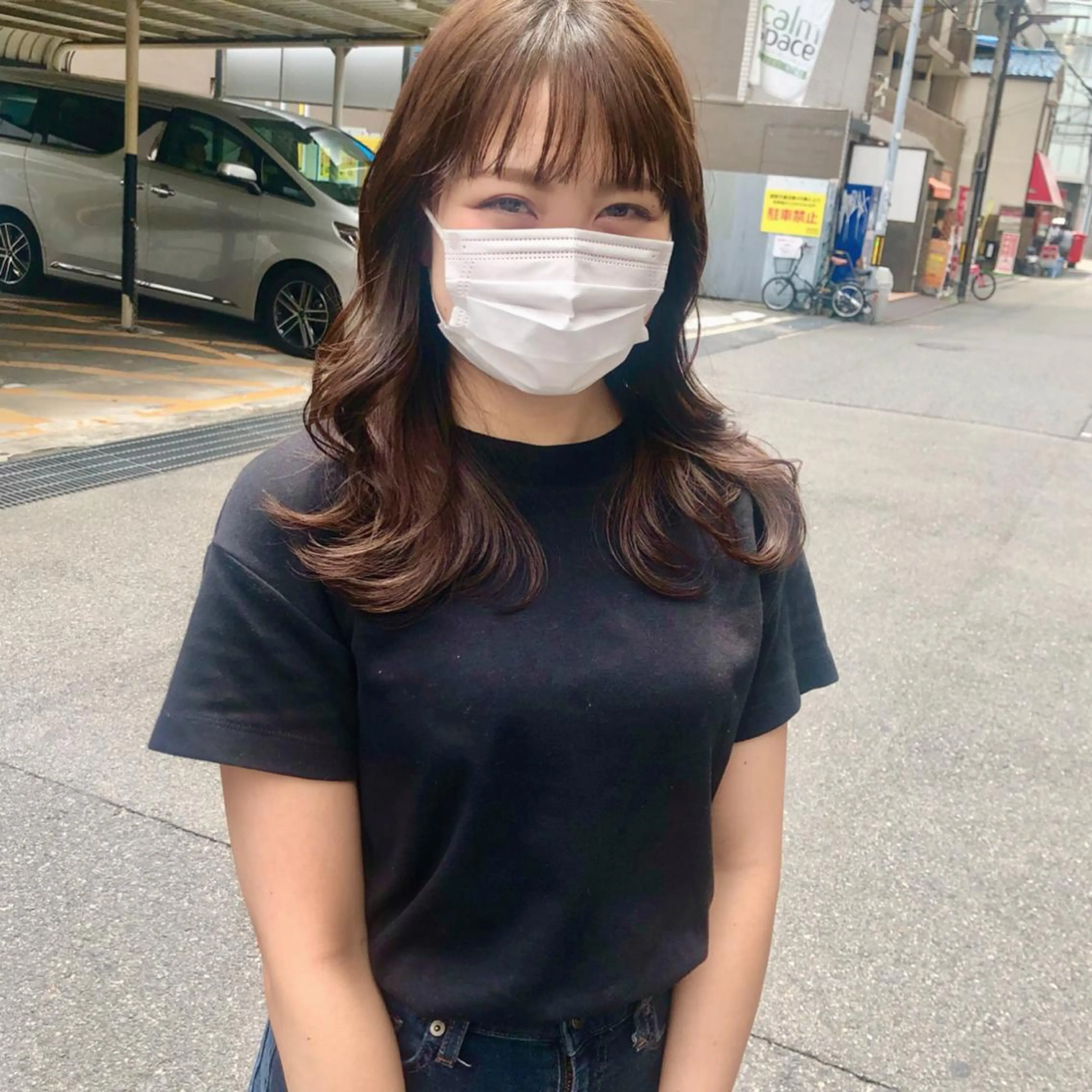 セミロング カラー シェアハピ ヤマモトのヘアスタイル