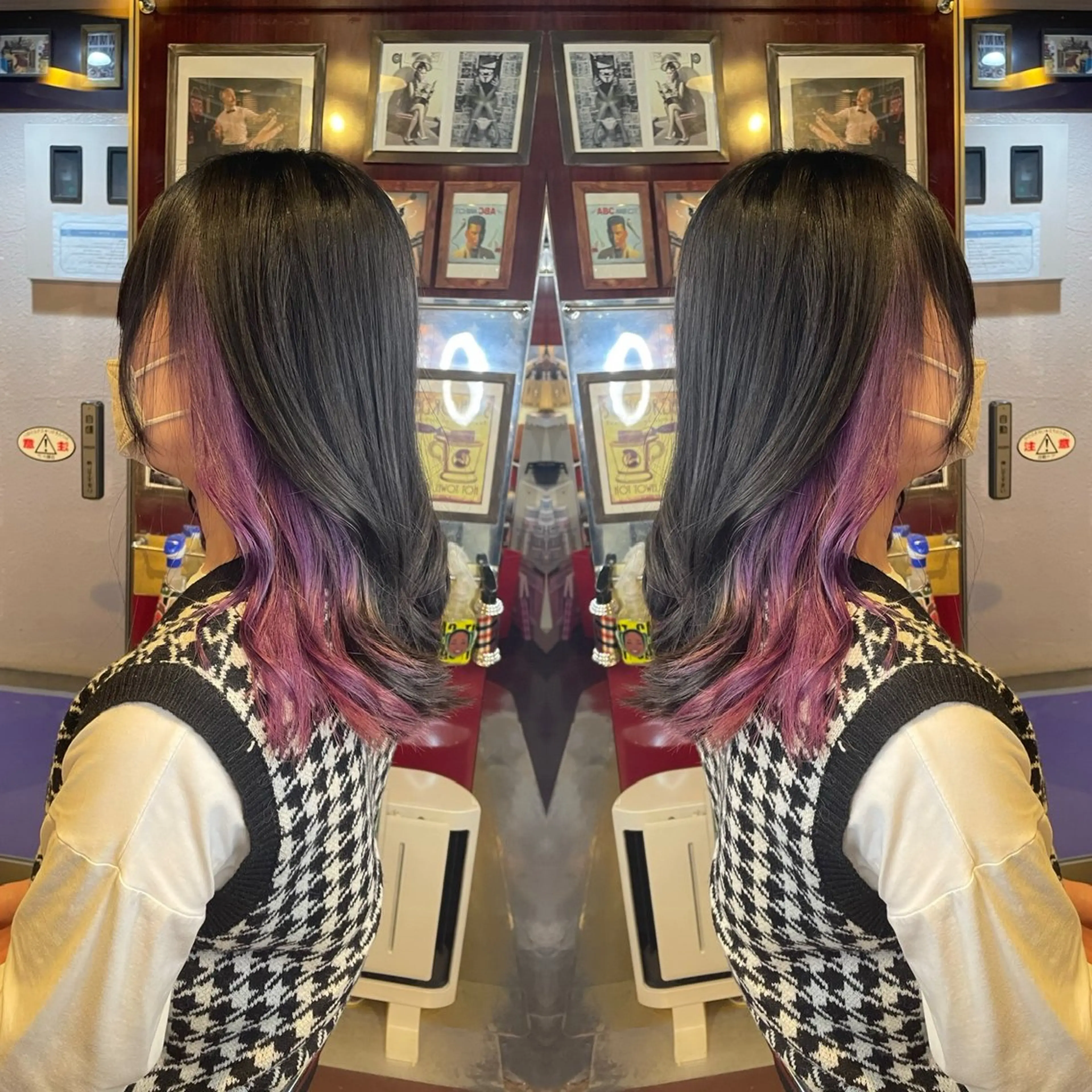 ミディアム カラー インナーカラー ラベンダーカラー ラベンダーピンク ピンクカラー 👑派手髪/カット 👑ANRYのヘアスタイル