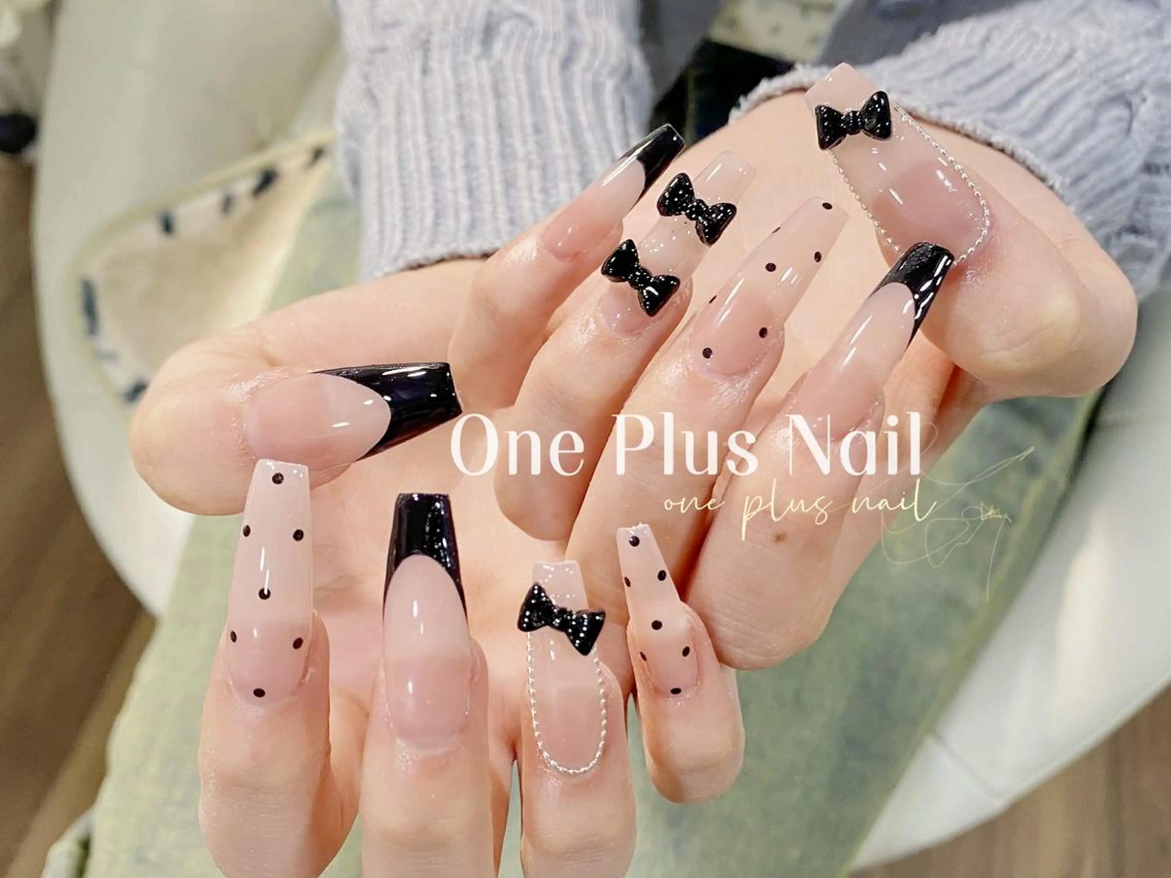 ネイル オーロラネイル フレンチネイル ガーリー ハート キラキラネイル One Plus Nail Salonのネイルデザイン