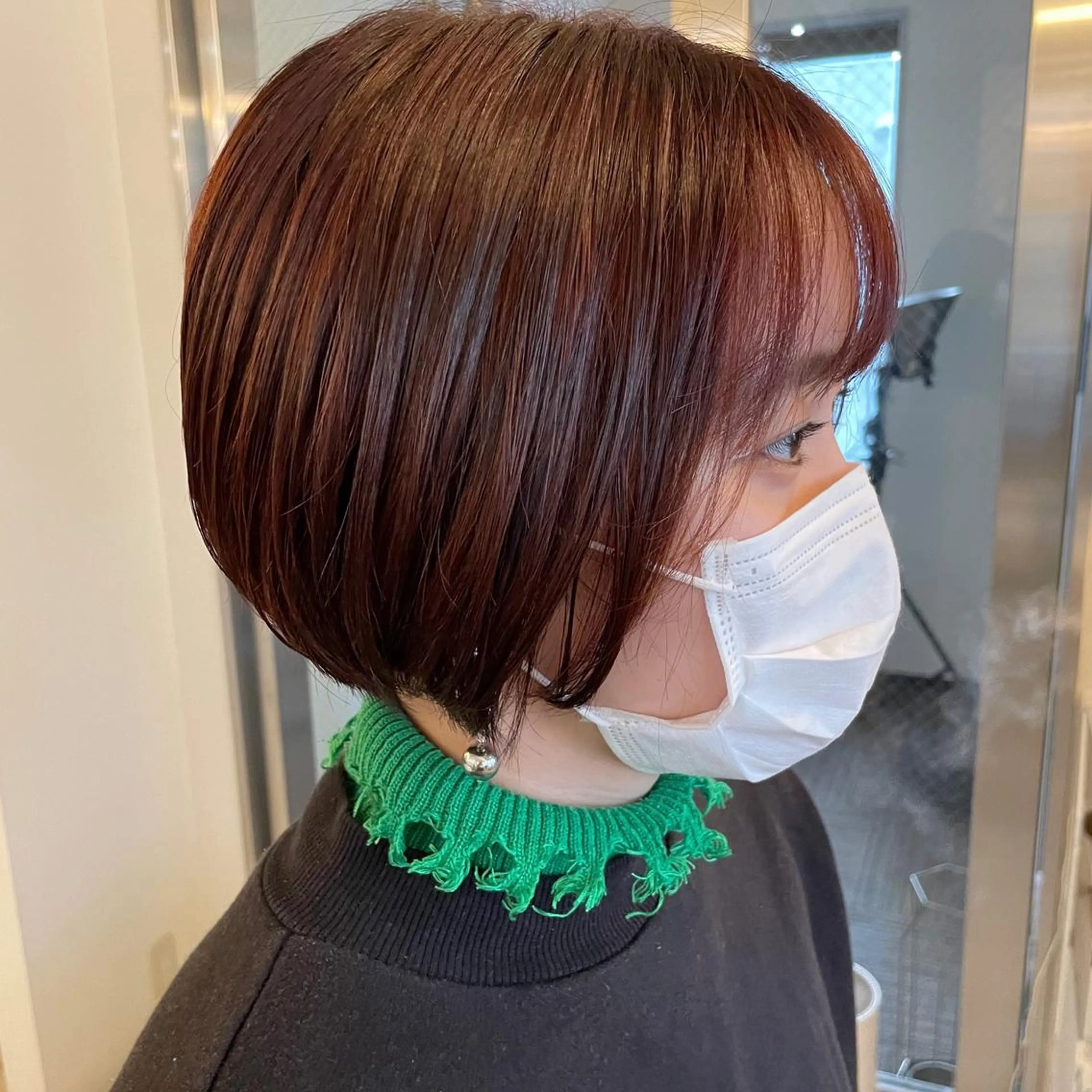 ショート カラー ブラウンカラー オレンジ オレンジブラウン ボブウルフ／ボブ Satsuki【名駅のヘアスタイル