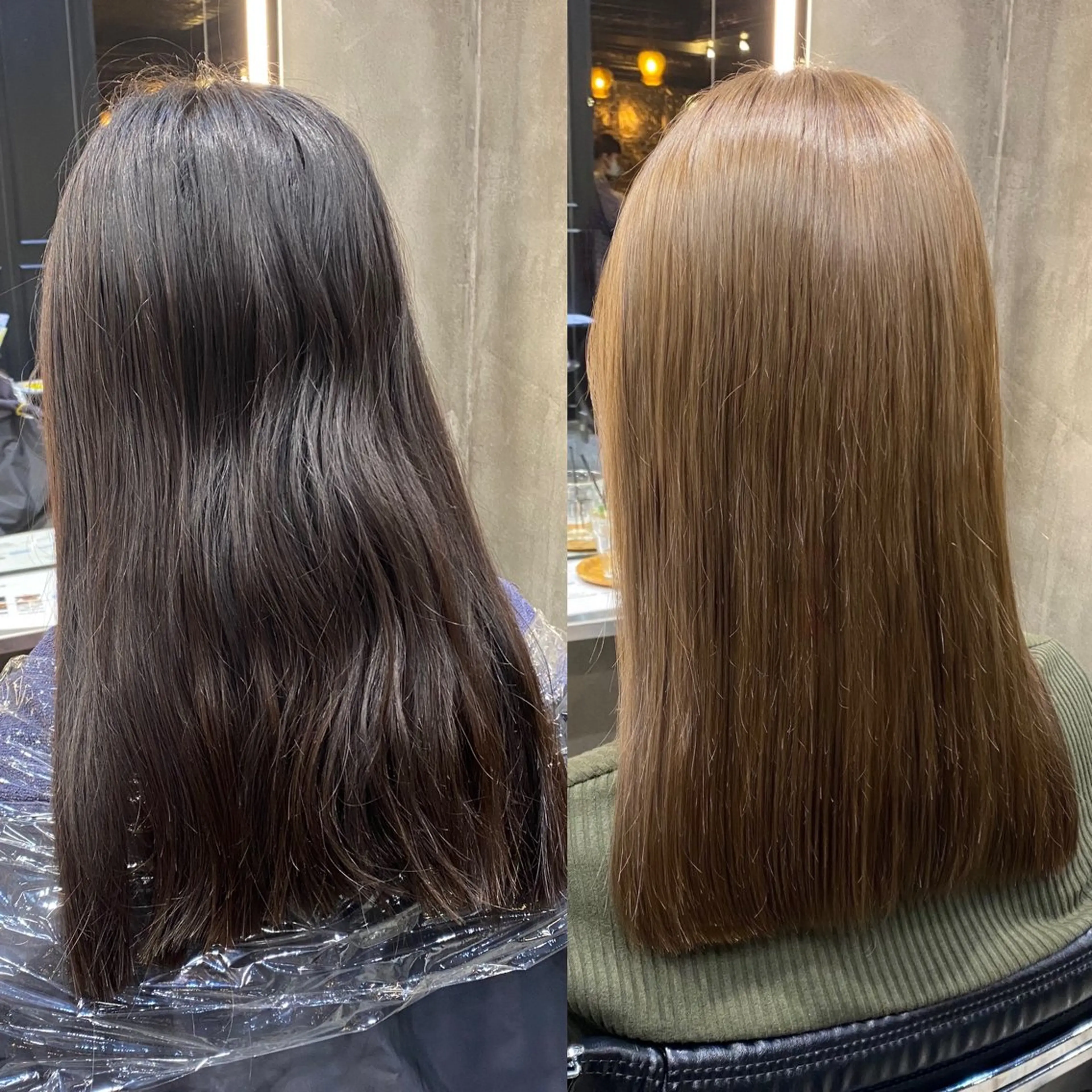 セミロング カラー ベージュカラー ブリーチ ダブルカラー ミルクティーベージュ ブリーチなしカラー カット ヘアカラー 透明感カラー🌿 グレージュ🐺陽介のヘアスタイル