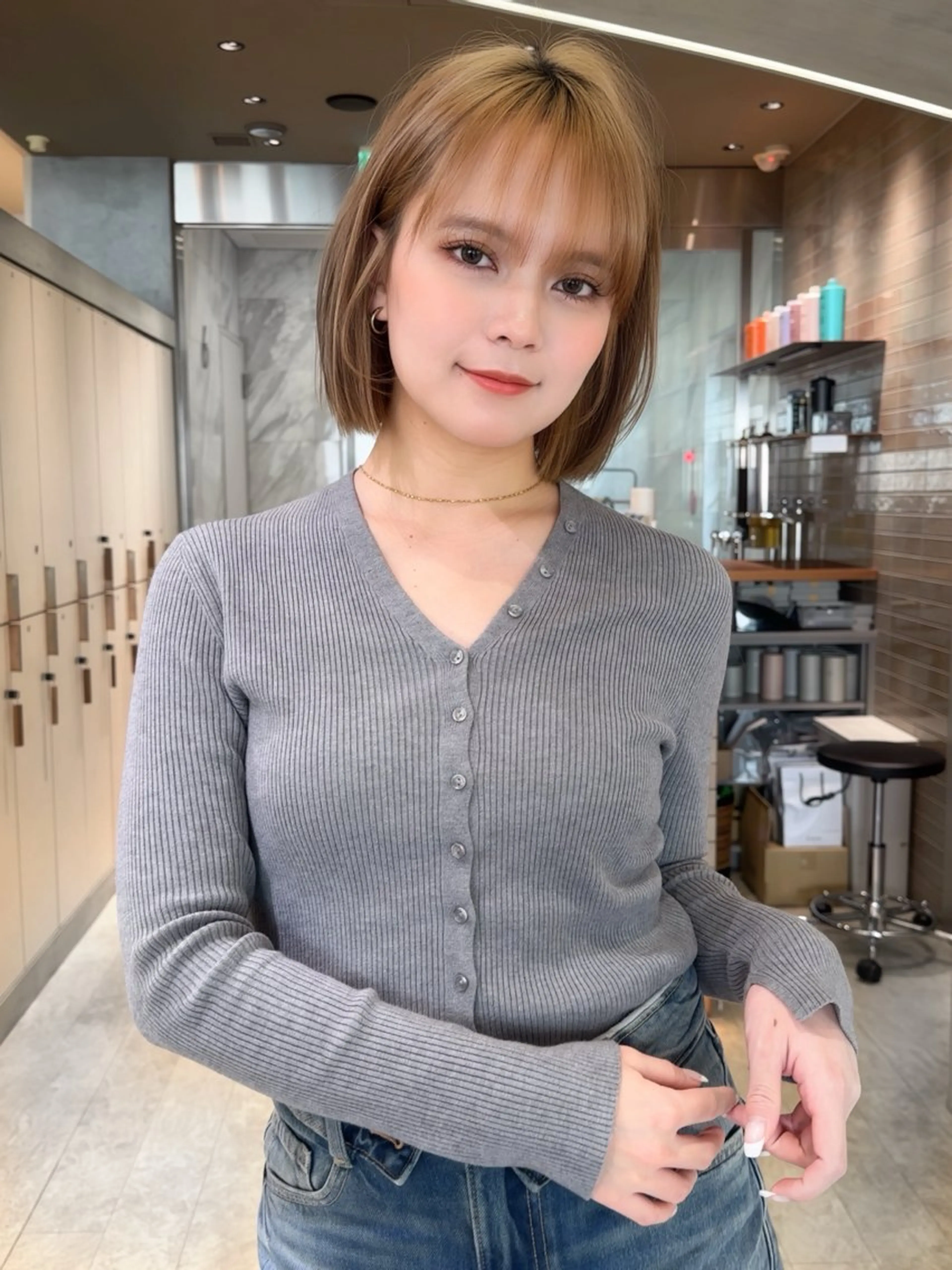 ショート ショートボブ 韓国風カラー ボブ くびれヘア 髪質改善 ボブ/顔周りカット /縮毛矯正/鈴木隆太のヘアスタイル