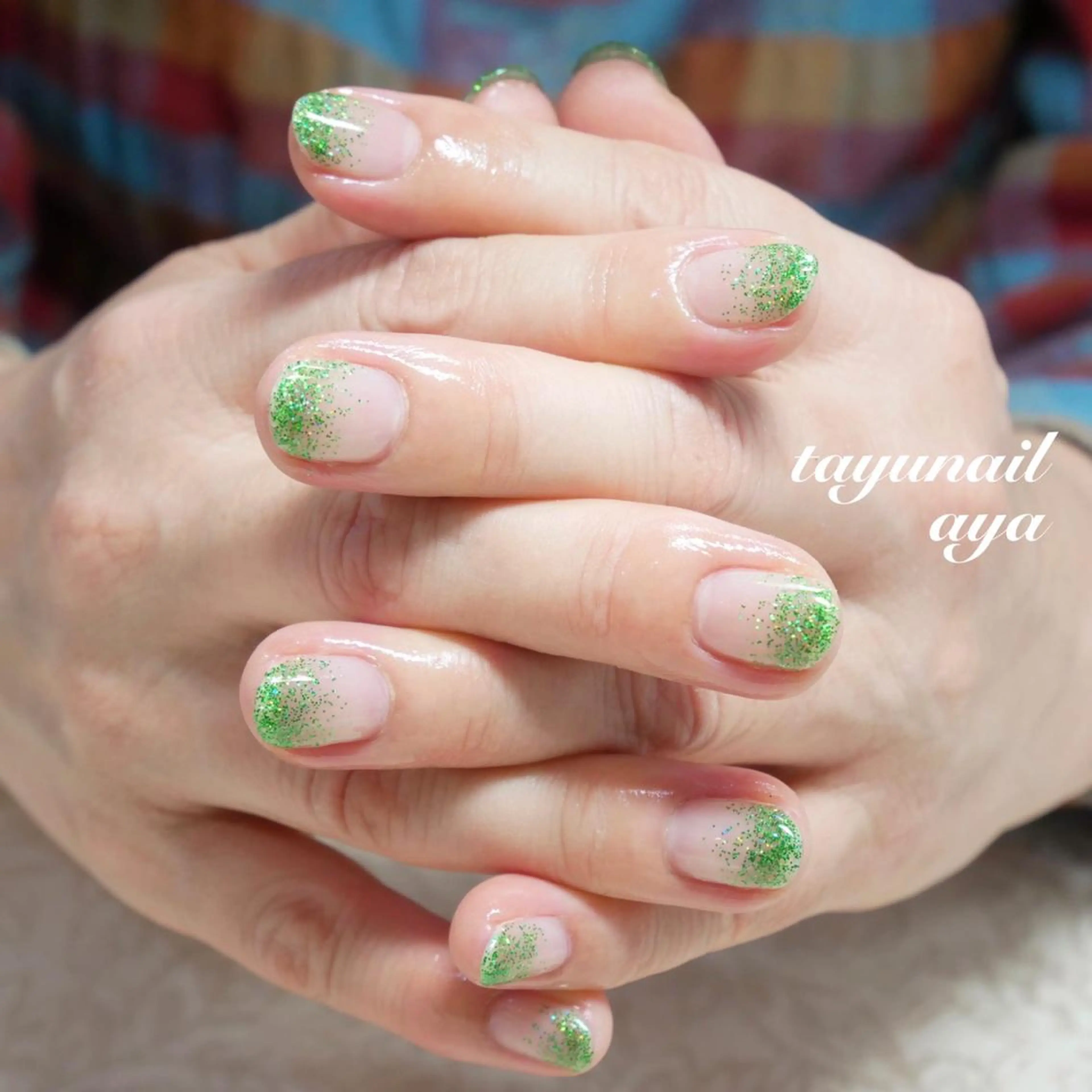 ネイル ブルー クリアネイル キラキラネイル ラメ(グリッター) 春ネイル ハンドネイル ネイルサロン 【たゆnail】のネイルデザイン