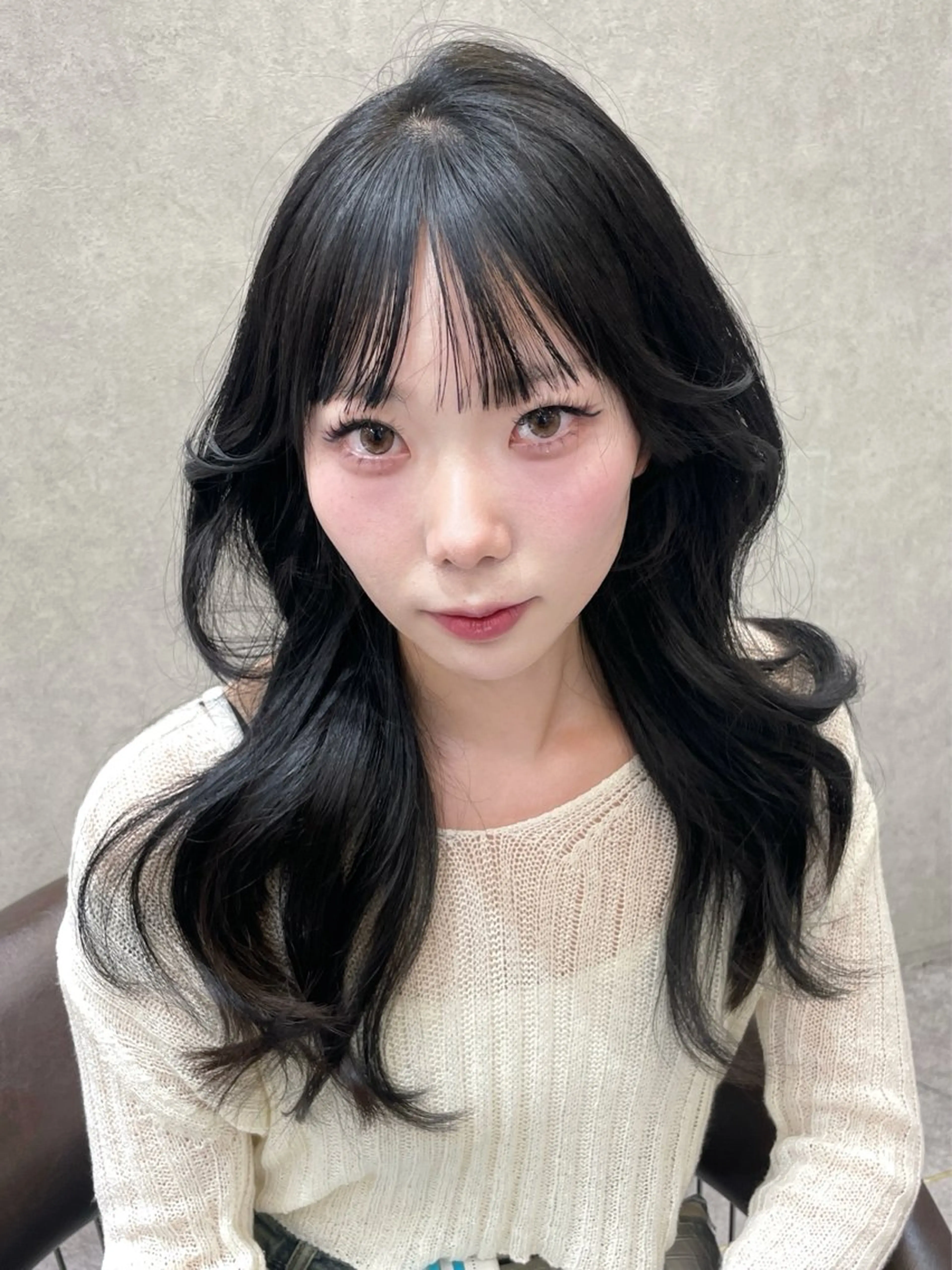 セミロング カット ヘアカラー MOE 福岡韓国ヘア✧︎のヘアスタイル