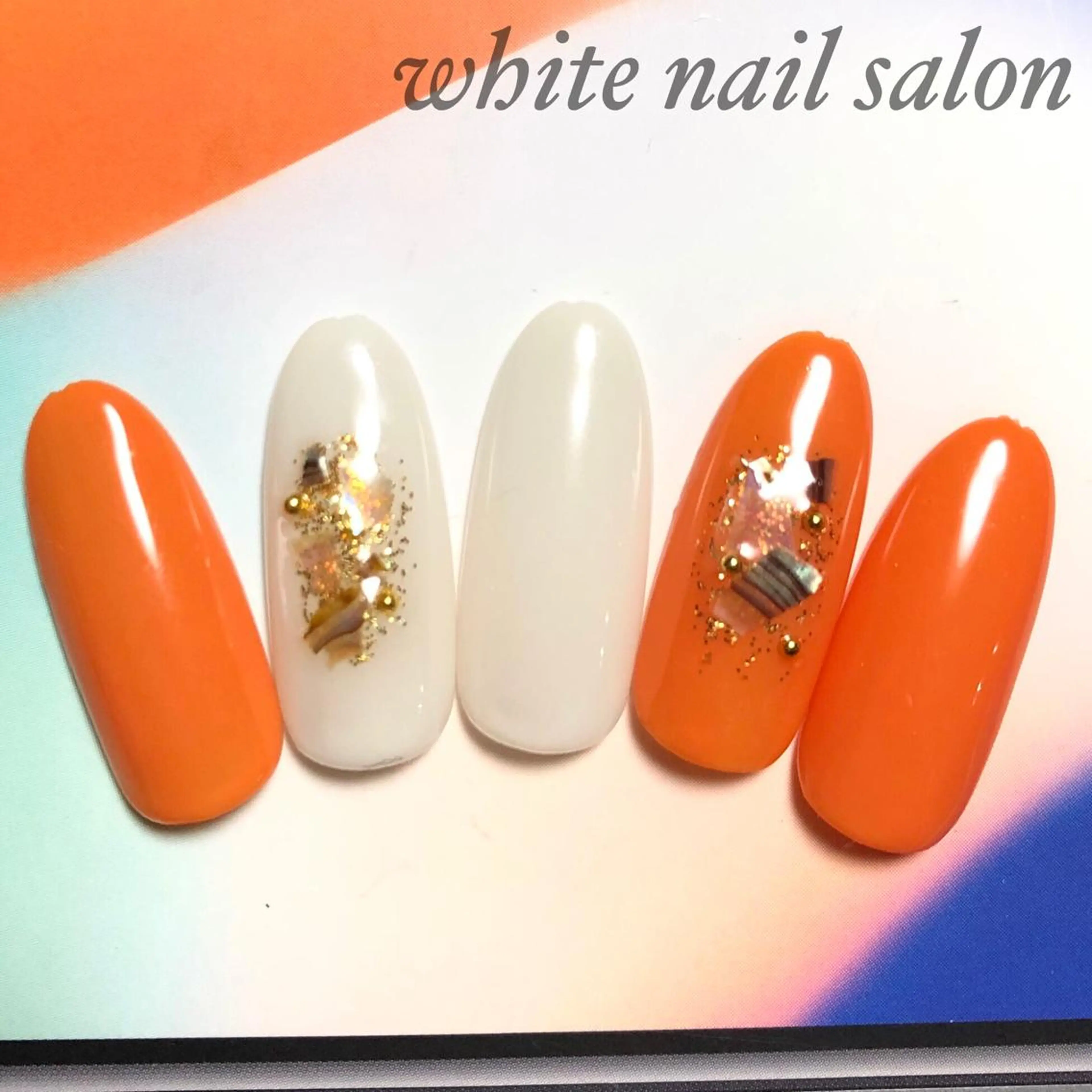 ネイル ジェルネイル ホログラムネイル シルバー シンプルネイル ハンドネイル white nail salonのネイルデザイン