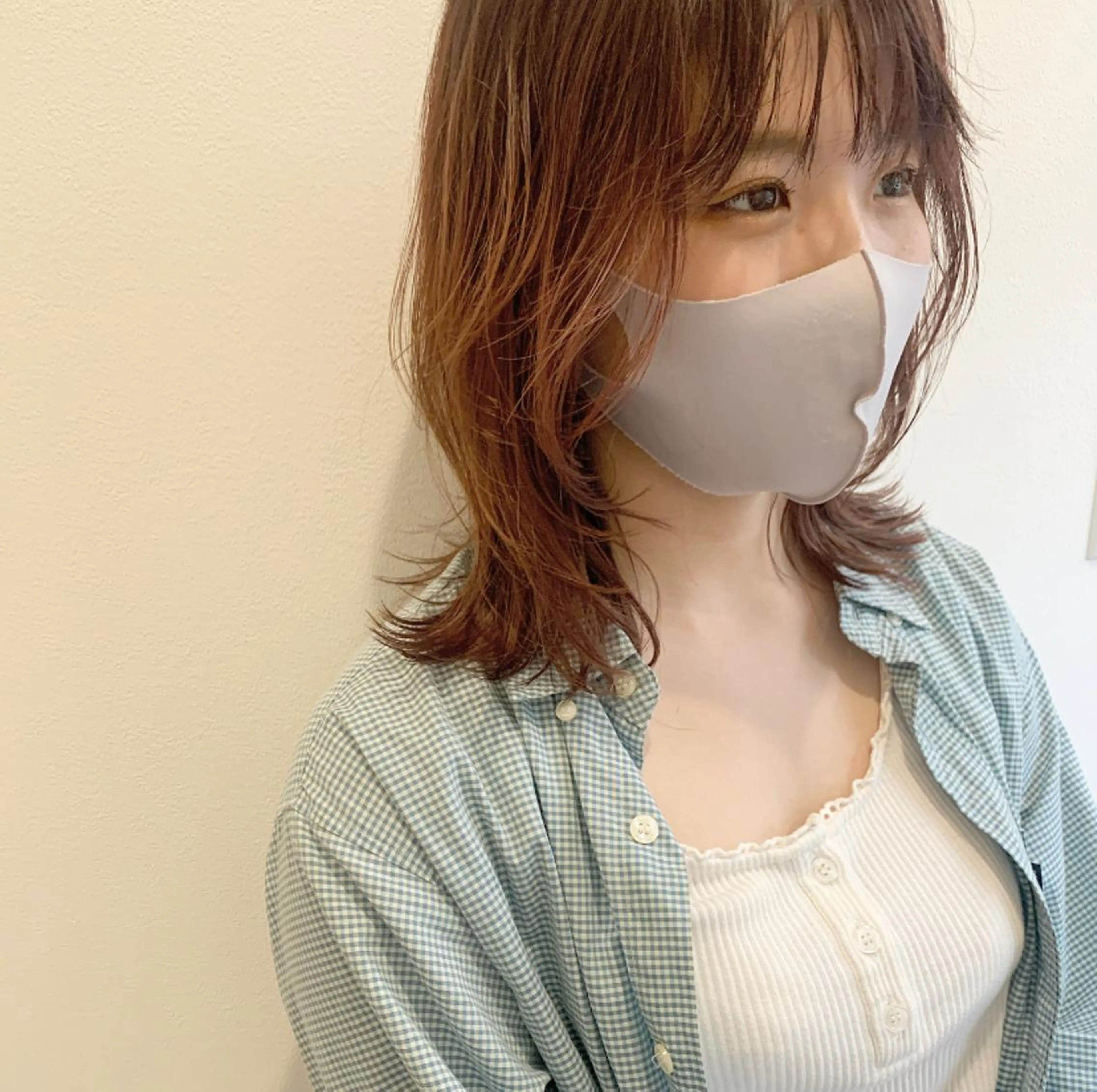 ミディアム カラー 顔まわりレイヤー 韓国風ヘア レイヤーカット ウルフカット カット MARU パーマ/レイヤーのヘアスタイル