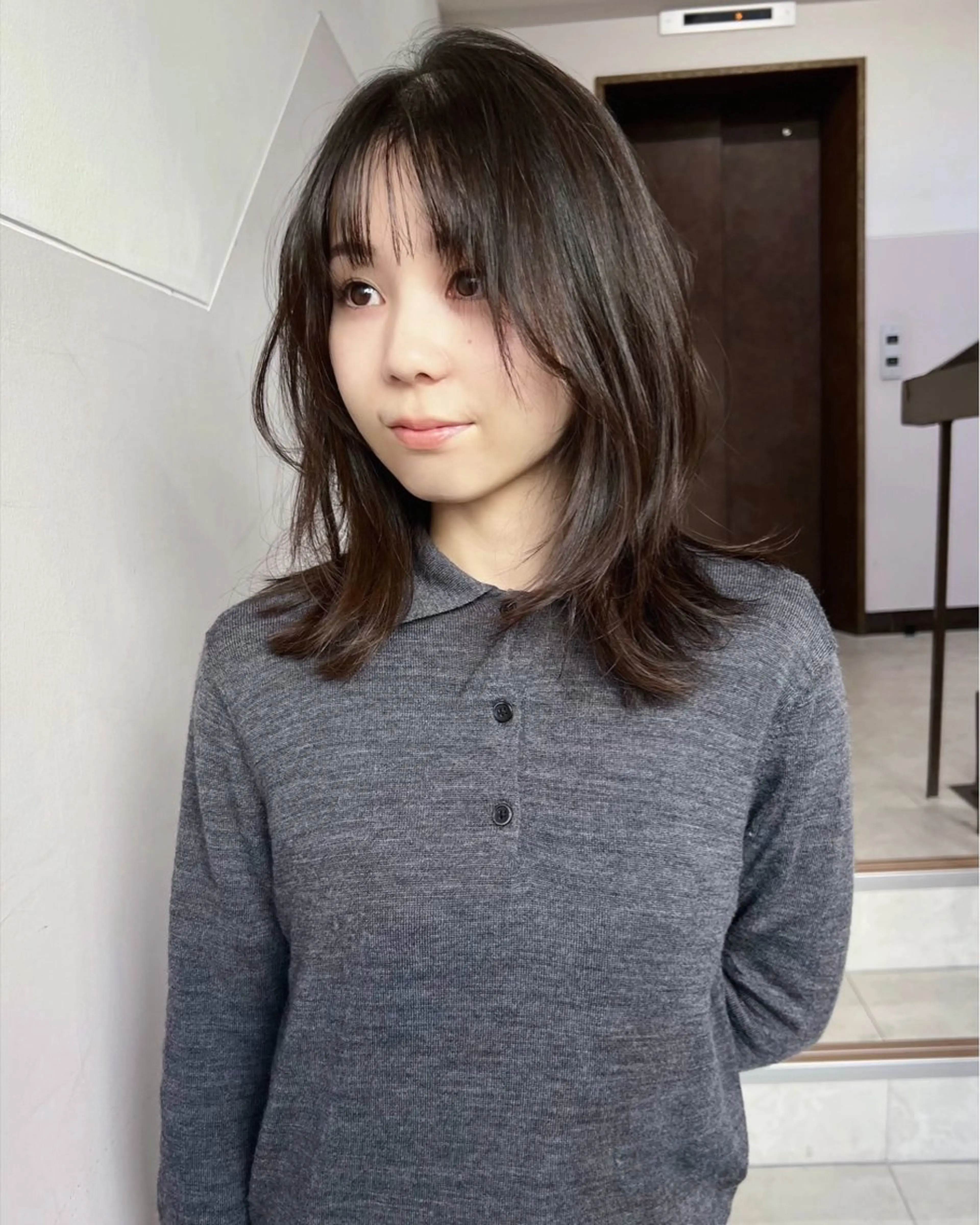 ミディアム レイヤーカット カット ヘアカラー 樫原裕二/レイヤー カット/透明感カラーのヘアスタイル