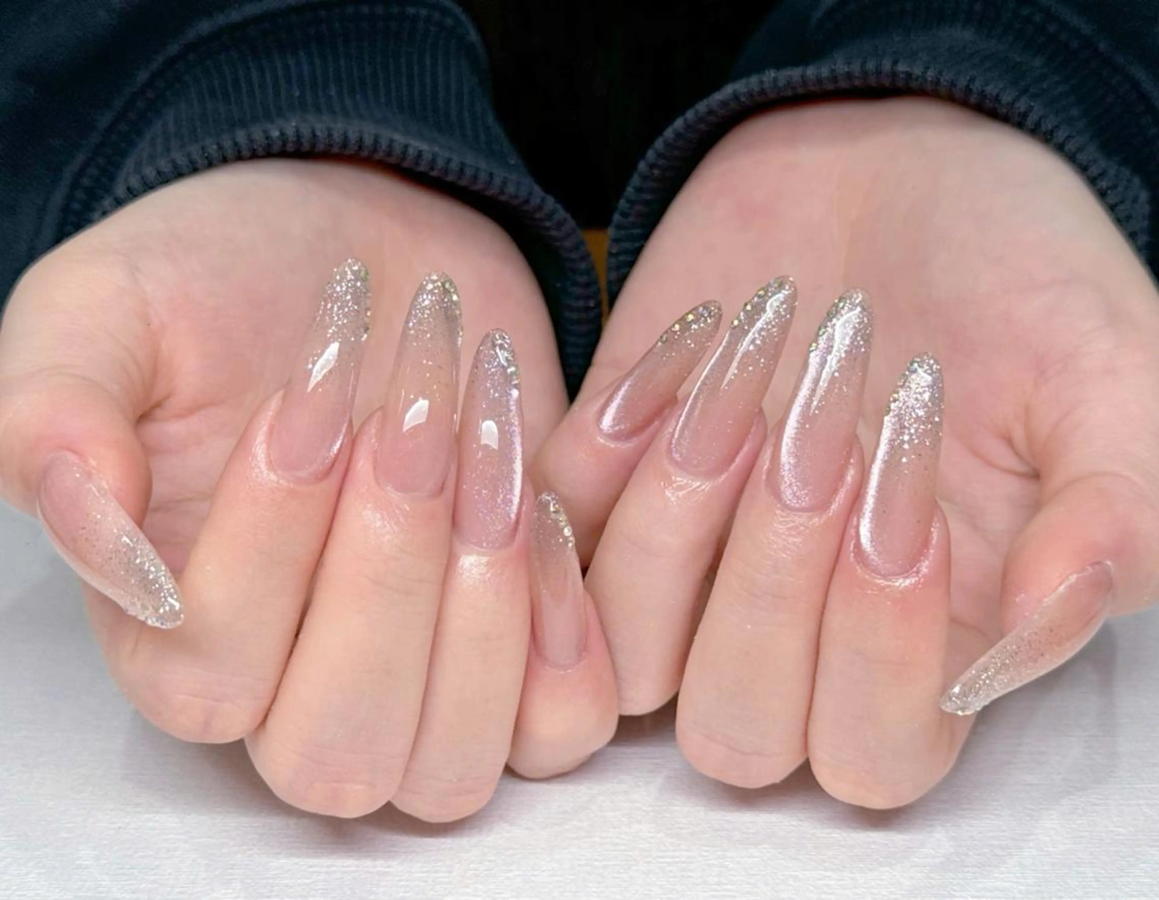 ネイル ブルー ドット フラワーネイル ジェルネイル グラデーション あい 小森のネイルデザイン