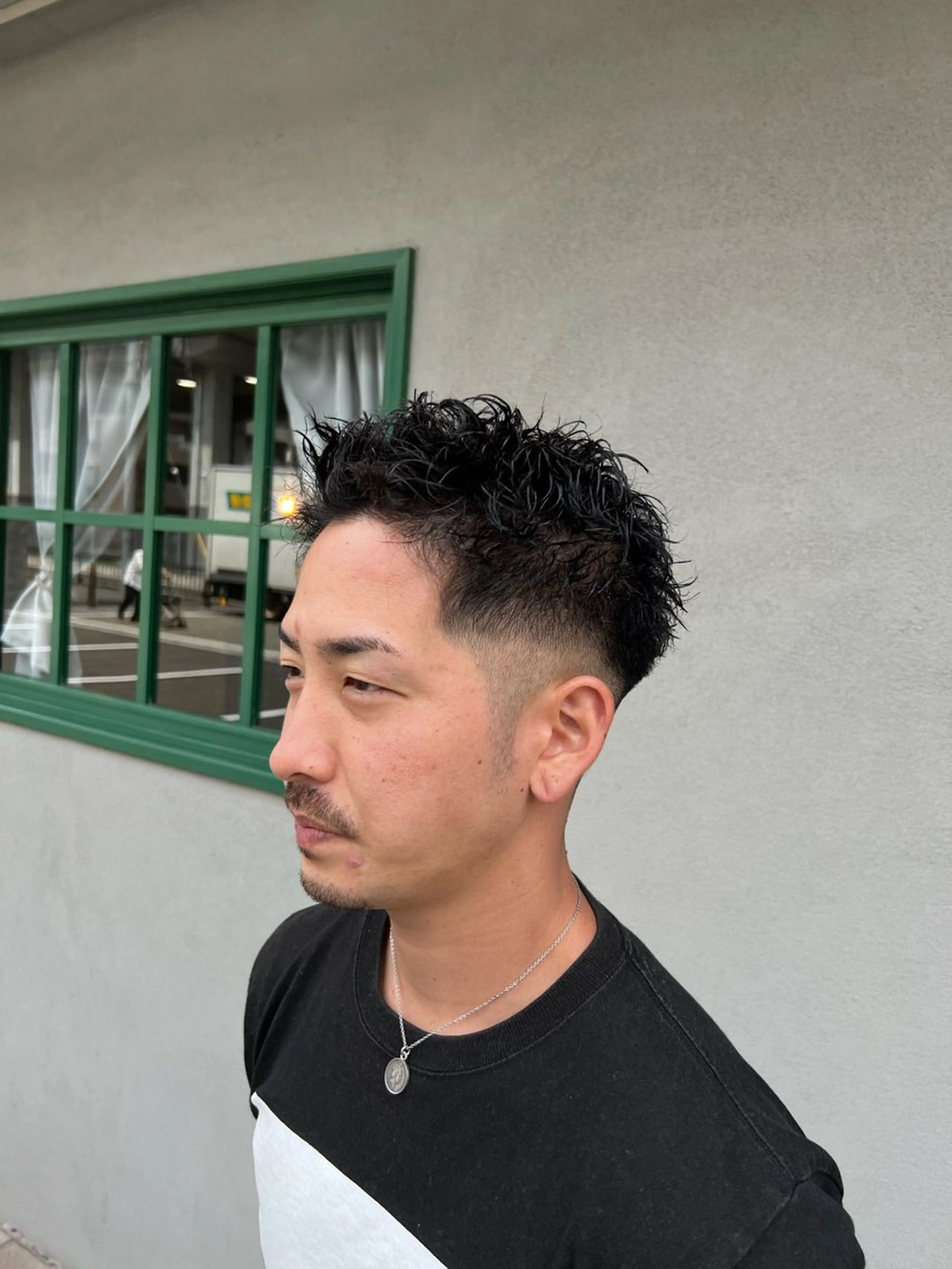 ショート パーマ メンズ フェードカット カット パーマ SHION men's permのヘアスタイル